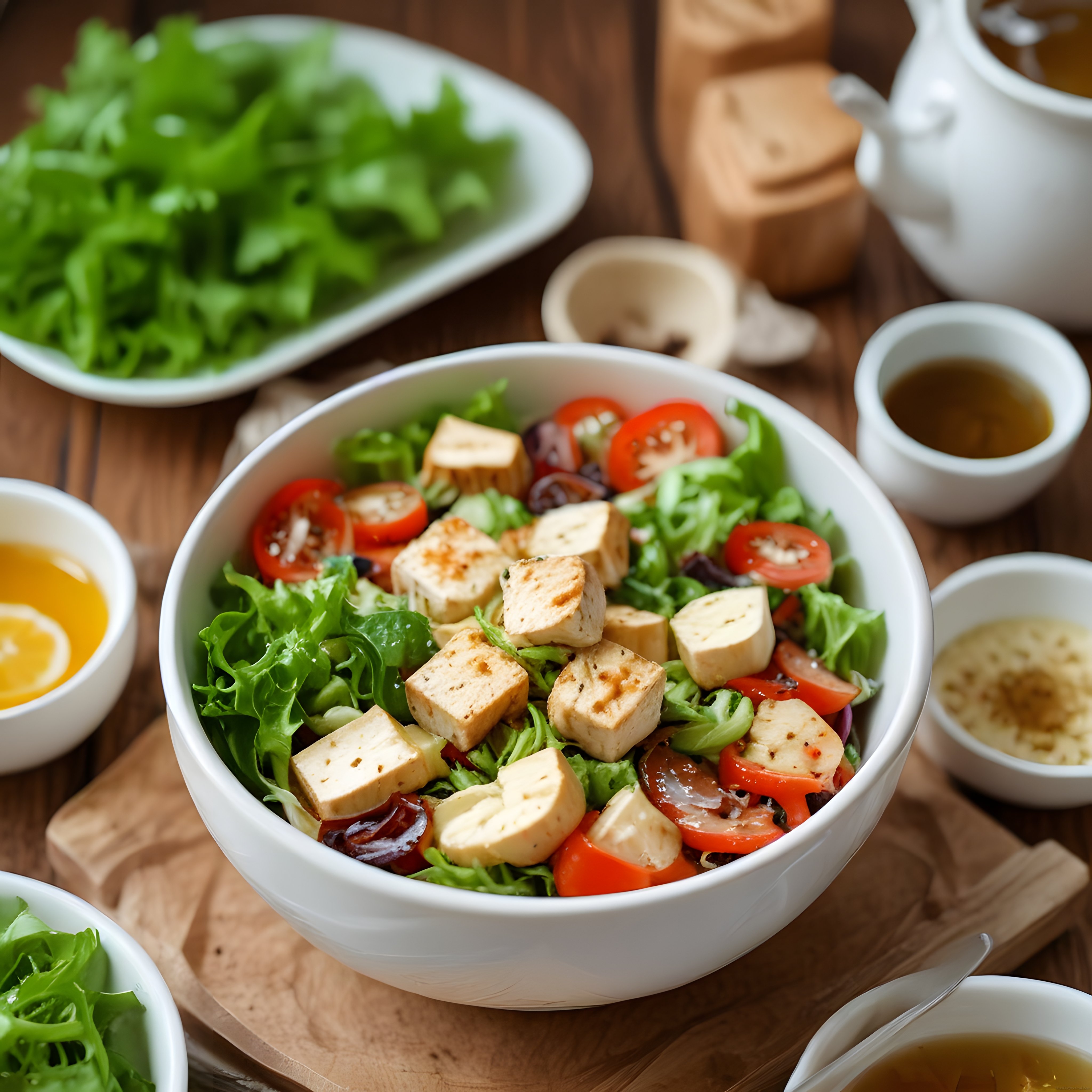 Ahşap Masada Hellim Peynirli Taze Salata: Sağlıklı ve Lezzetli Tarif