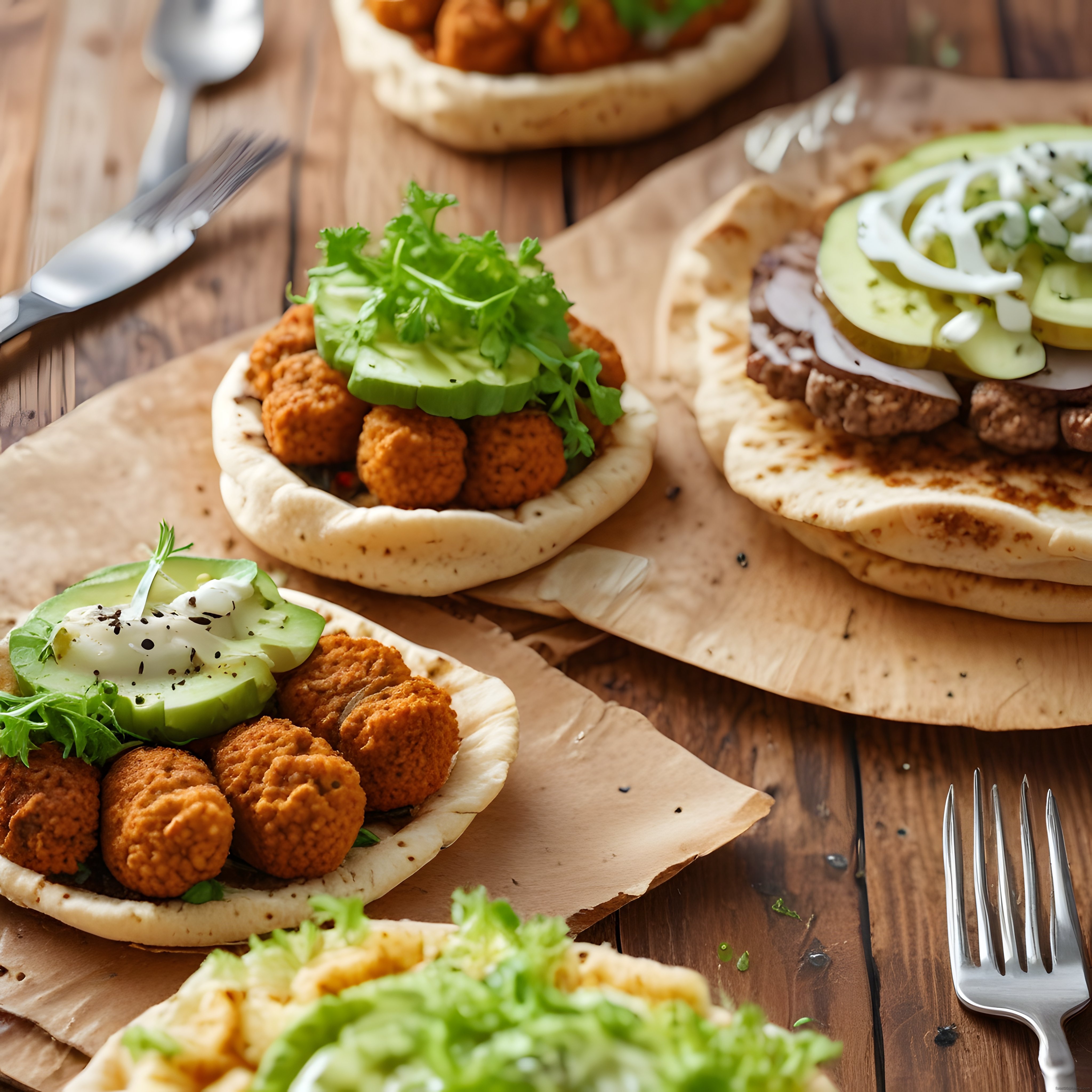 Ahşap Masada Kıtır Falafel ve Avokadolu Vegan Taco İkramlığı