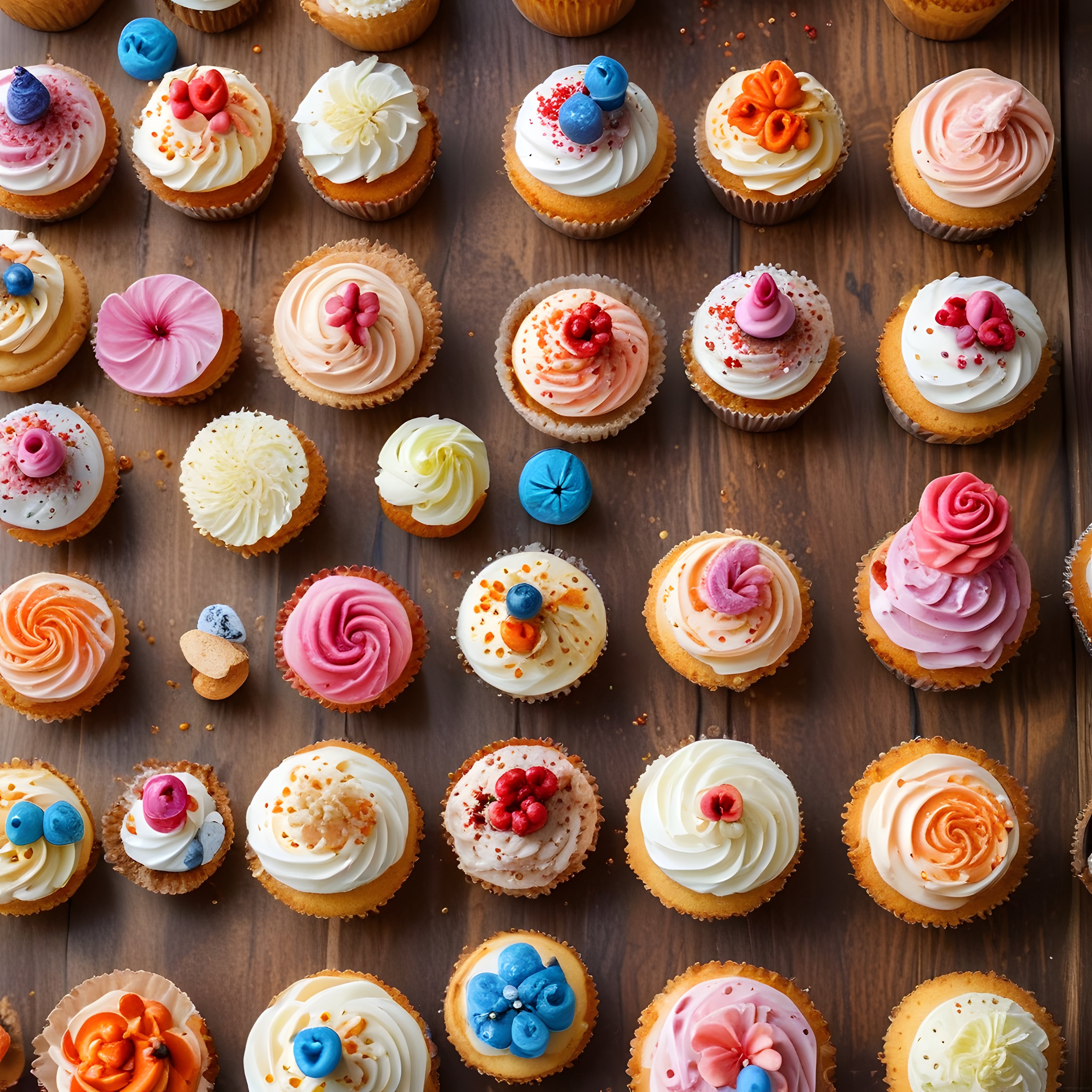 Ahşap Masada Renkli Cupcake ve Makaronlar: Tatlı Sunum İlhamları
