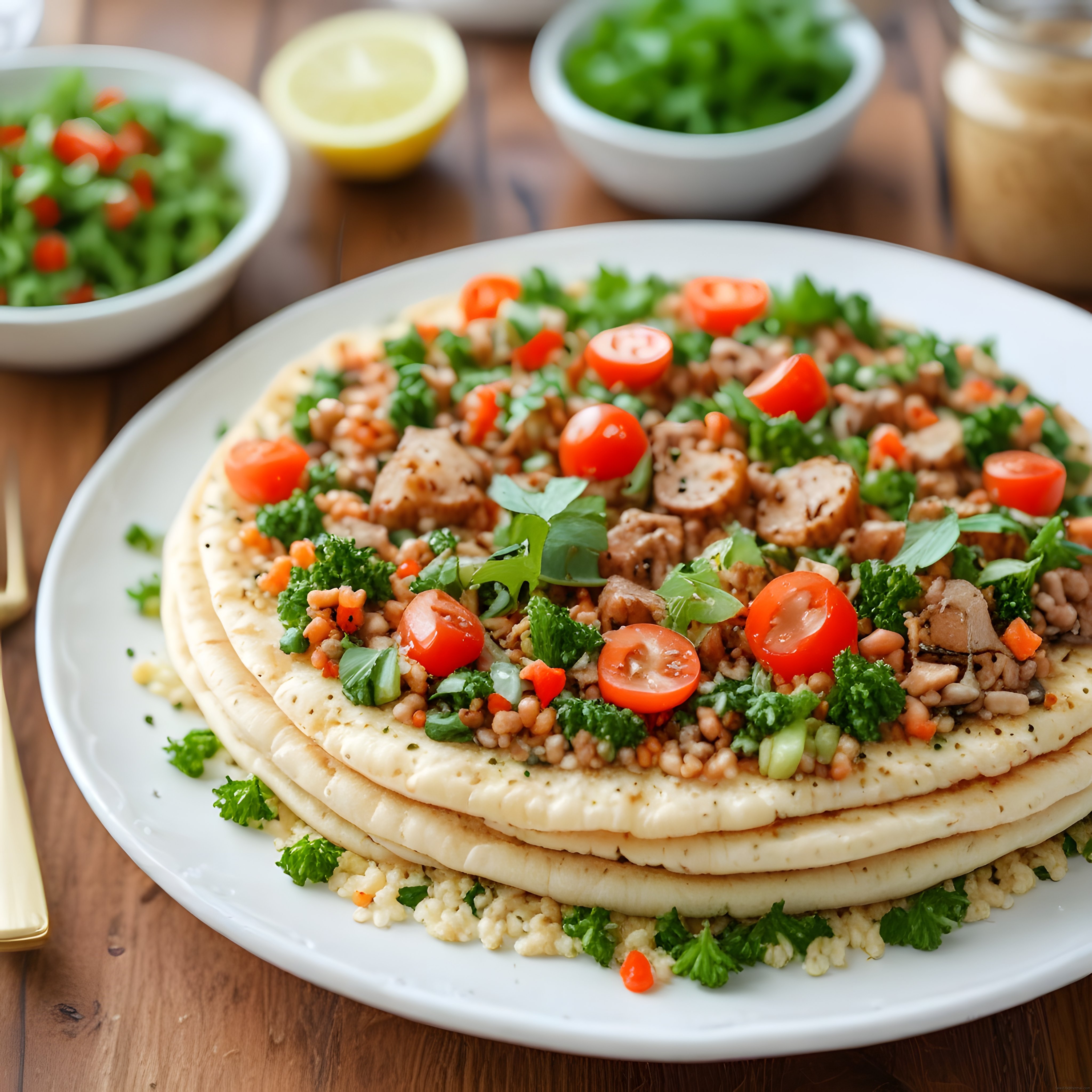 Ahşap Masada Sebzeli Mantarlı Ev Yapımı Sağlıklı Flatbread Tarifi