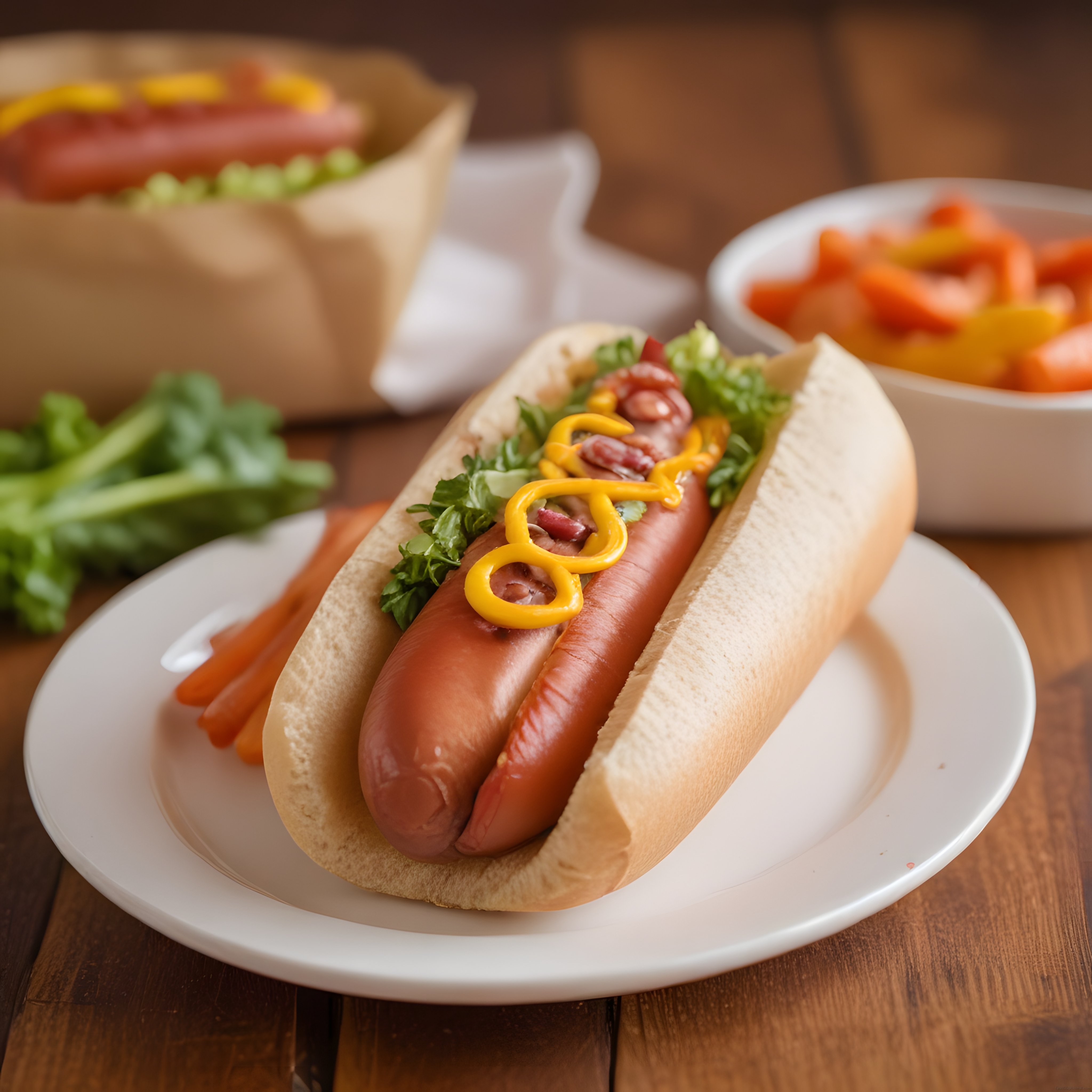 Ahşap Masada Servis Edilmiş Hardallı ve Turşulu Classic Hot Dog Keyfi
