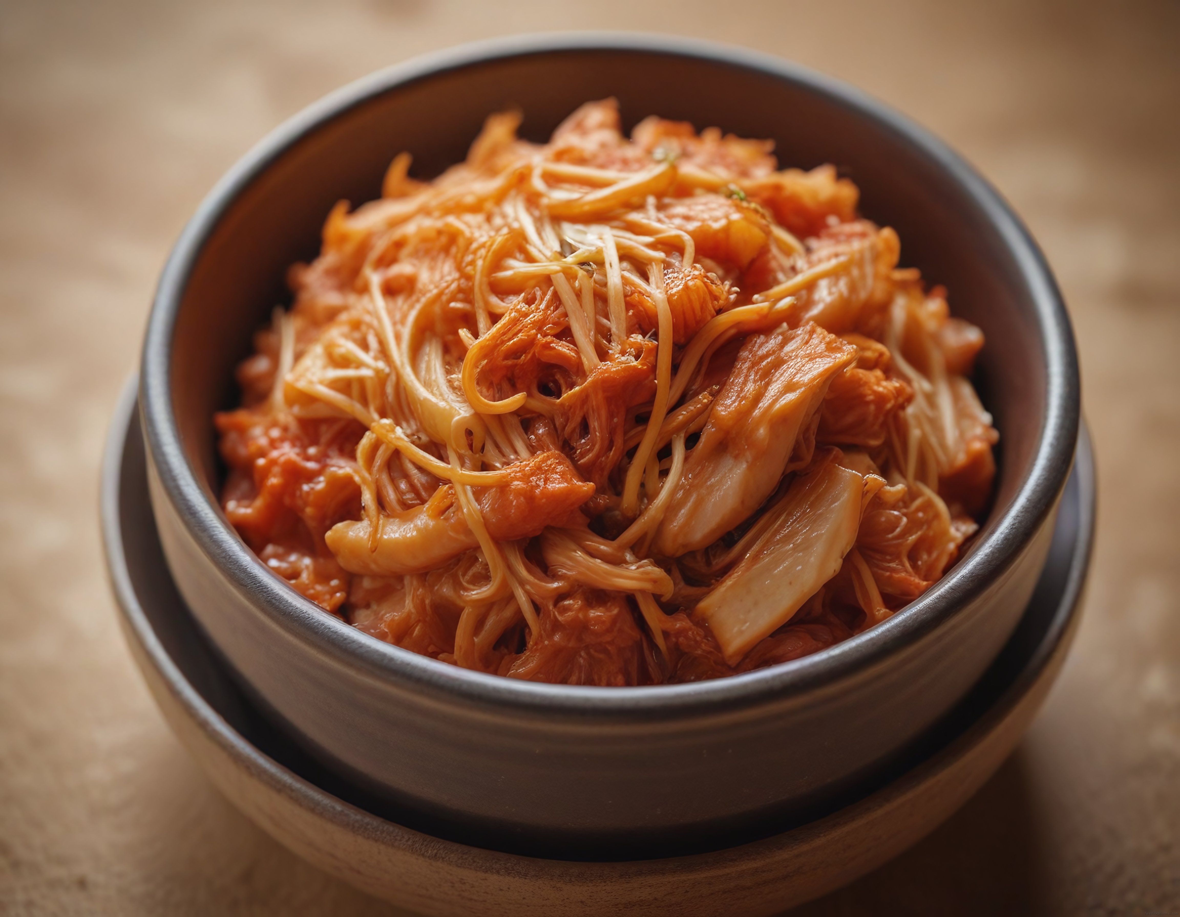 Ahşap Masada Siyah Kasede Domates Soslu Peynirli Sıcak Spagetti Makarna