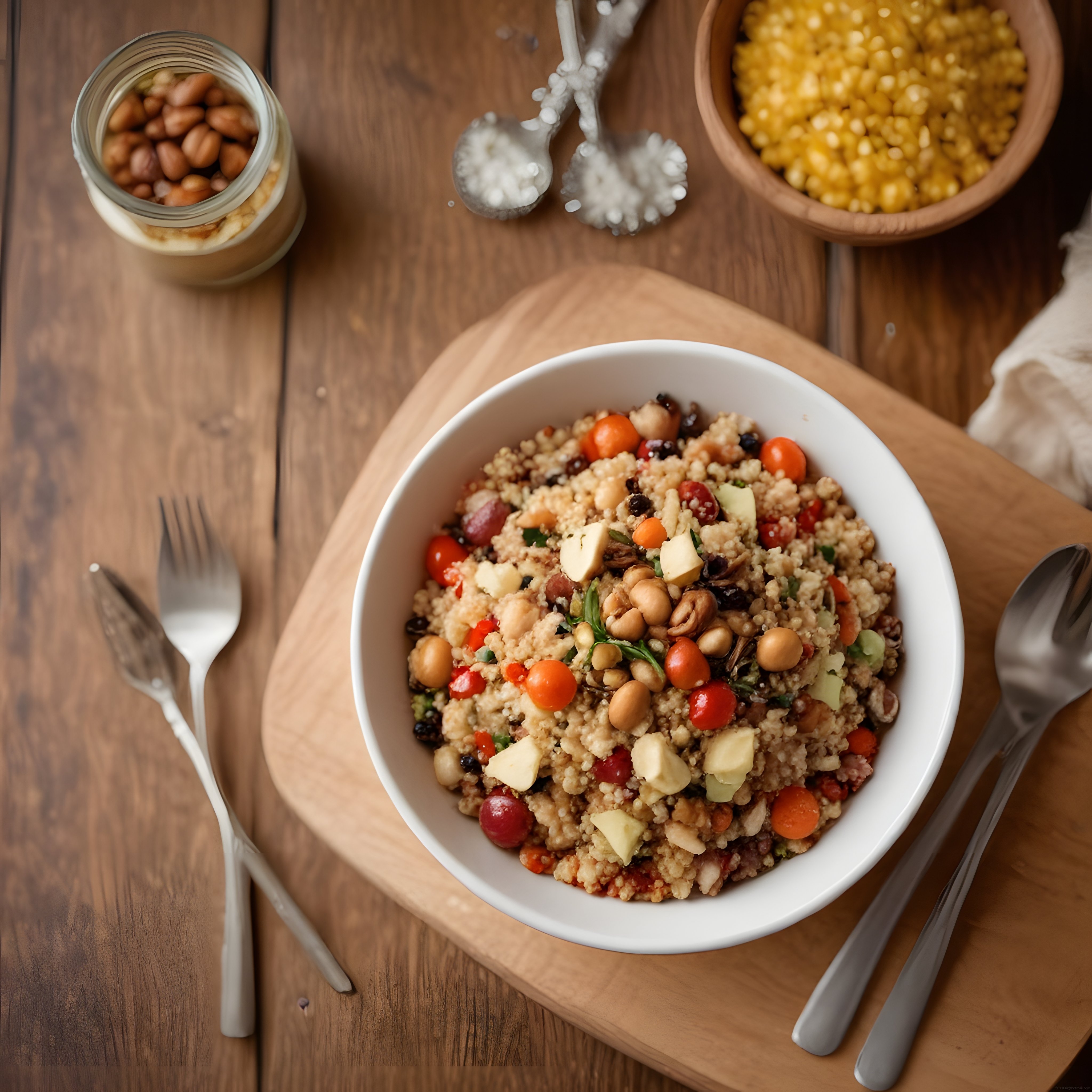 Ahşap Mutfakta Nohutlu Kuskus Salatası: Besleyici Tahıl Bowl Tarifi