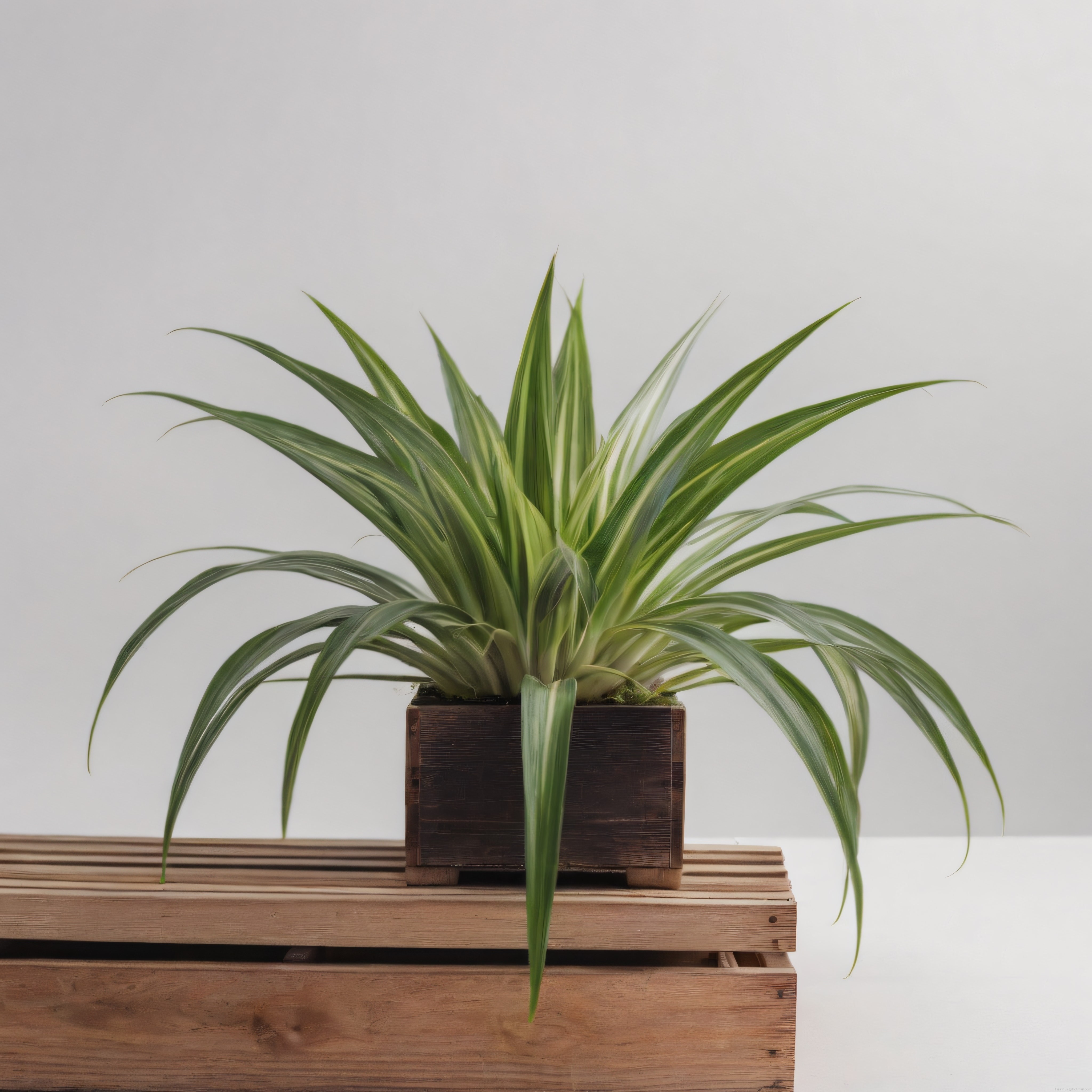 Ahşap Palet Üzerinde Saksıda Yeşil Salon Bitkisi ile Minimalist Dekorasyon