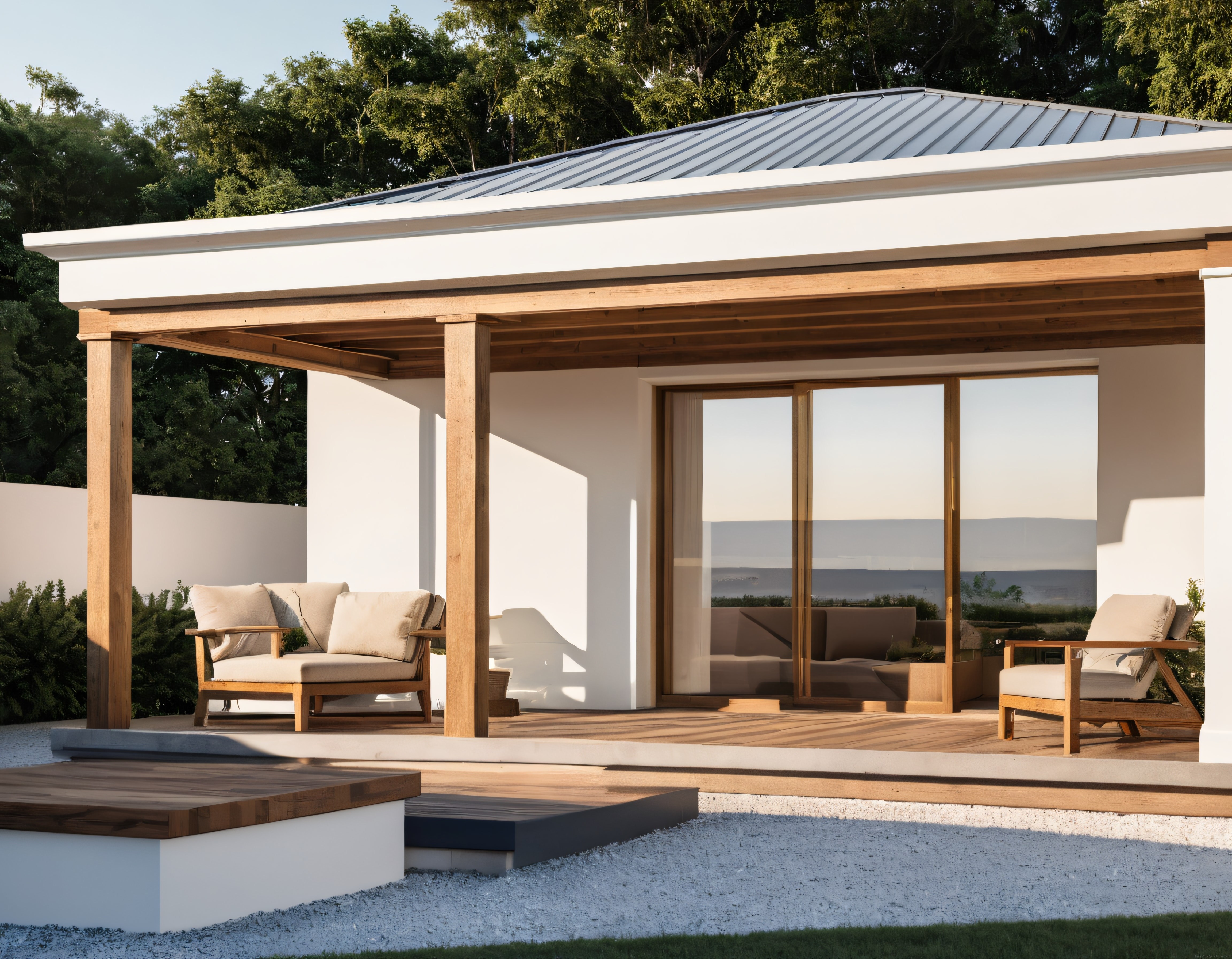 Ahşap Pergola ve Modern Cam Cephe ile Lüks Bahçe ve Teras Tasarımı