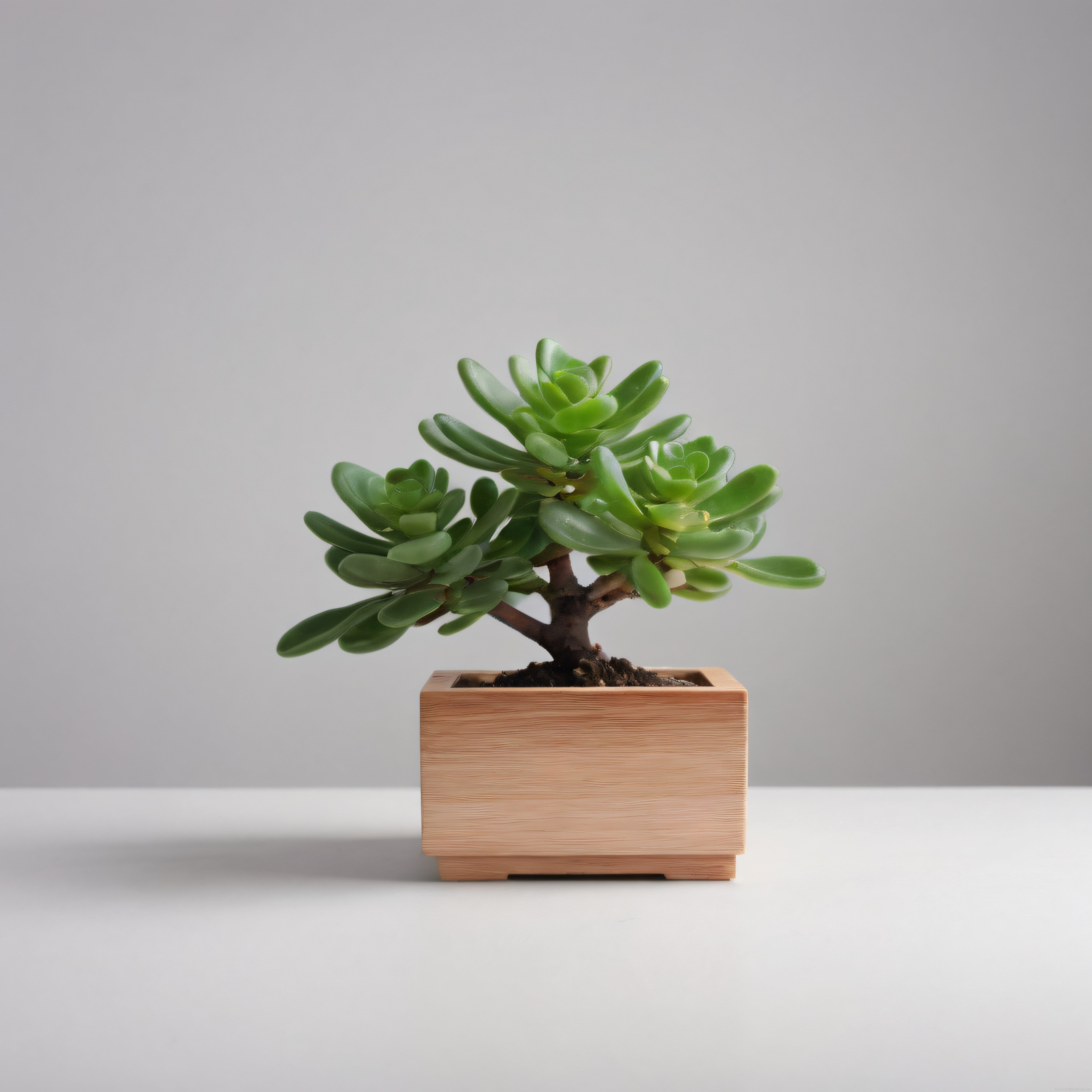 Ahşap Saksıda Minimalist Sukulent Bitkisi ile Sade Mekan Dekorasyonu