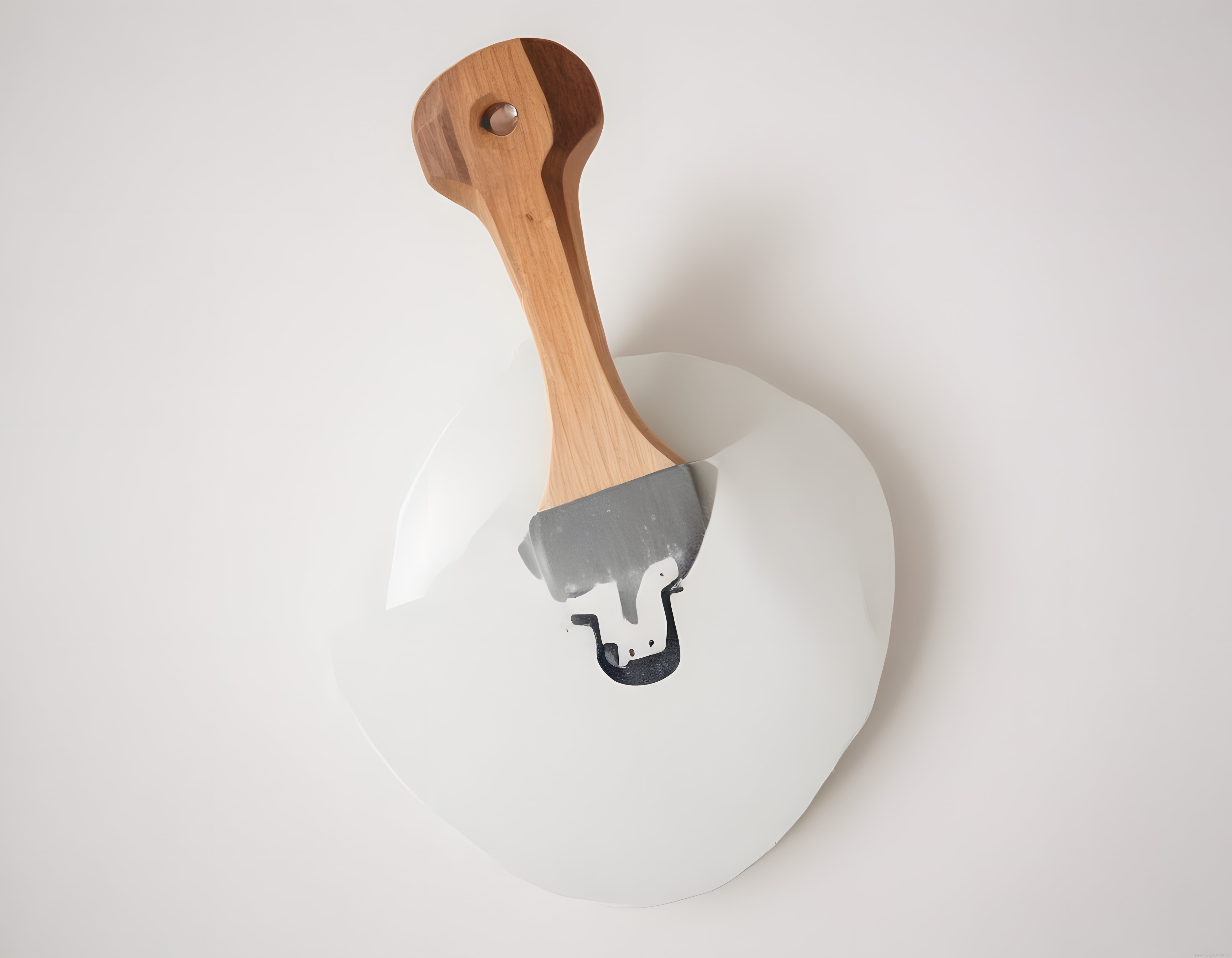Ahşap saplı boya fırçası ve beyaz boya kovası ile minimal duvar dekorasyonu hazırlığı
