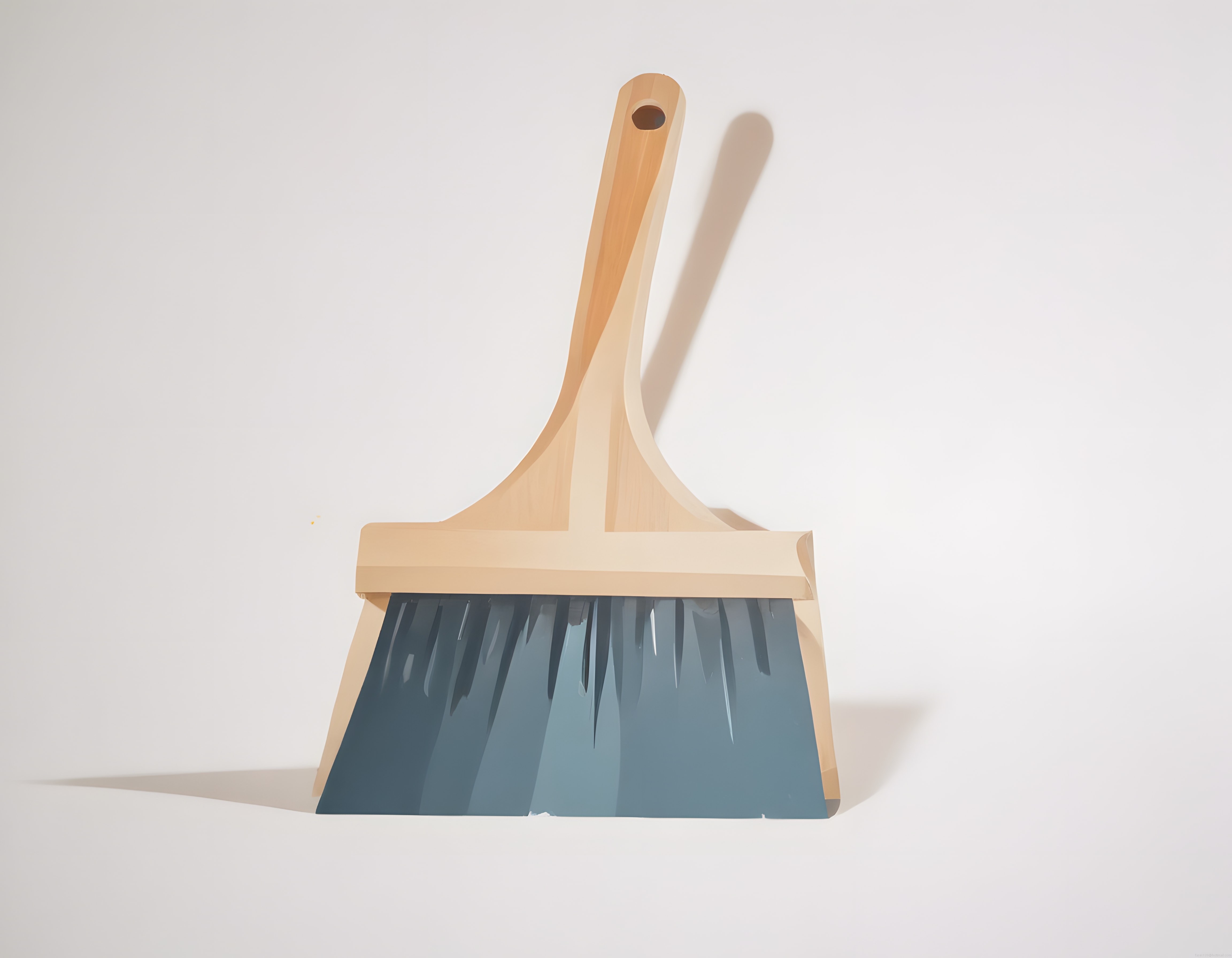 Ahşap Saplı Mavi Boya Fırçası Minimalist Beyaz Arka Plan Vektör İllüstrasyon