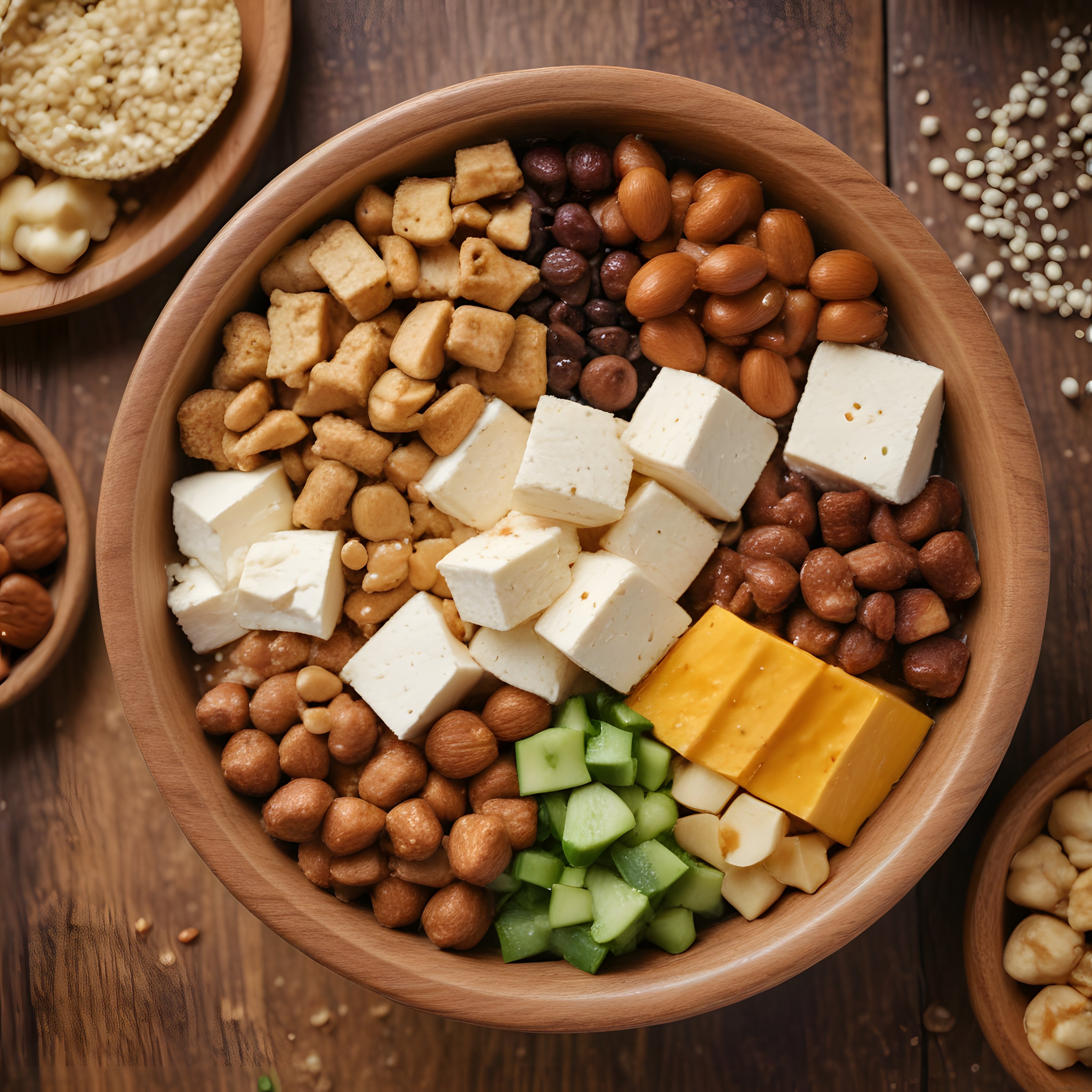Ahşap Sunum Kapta Kahvaltılık Peynir, Zeytin ve Kuruyemiş Tabağı