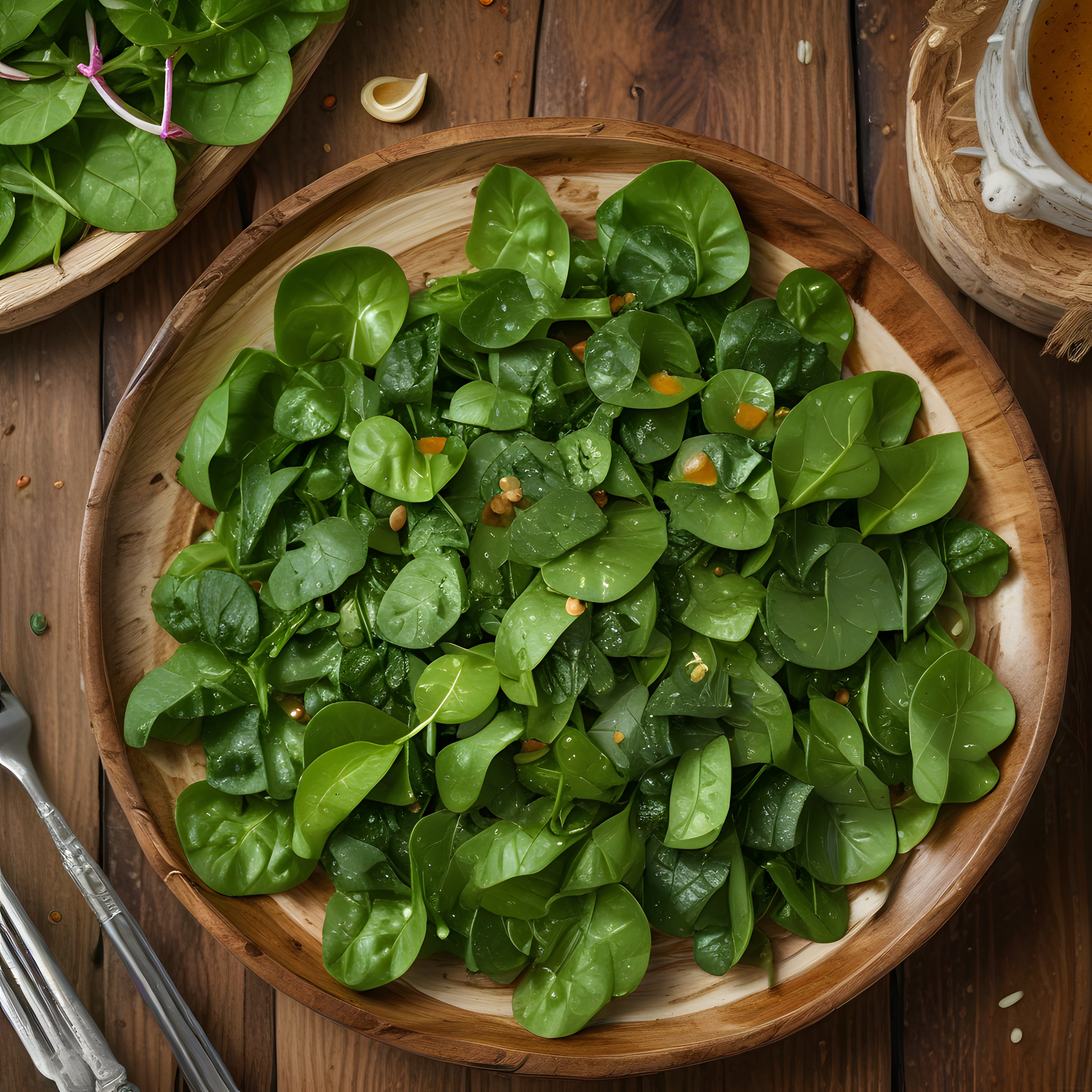 Ahşap Sunum Kapta Taze Ispanak Salatası ile Besleyici ve Pratik Tarif