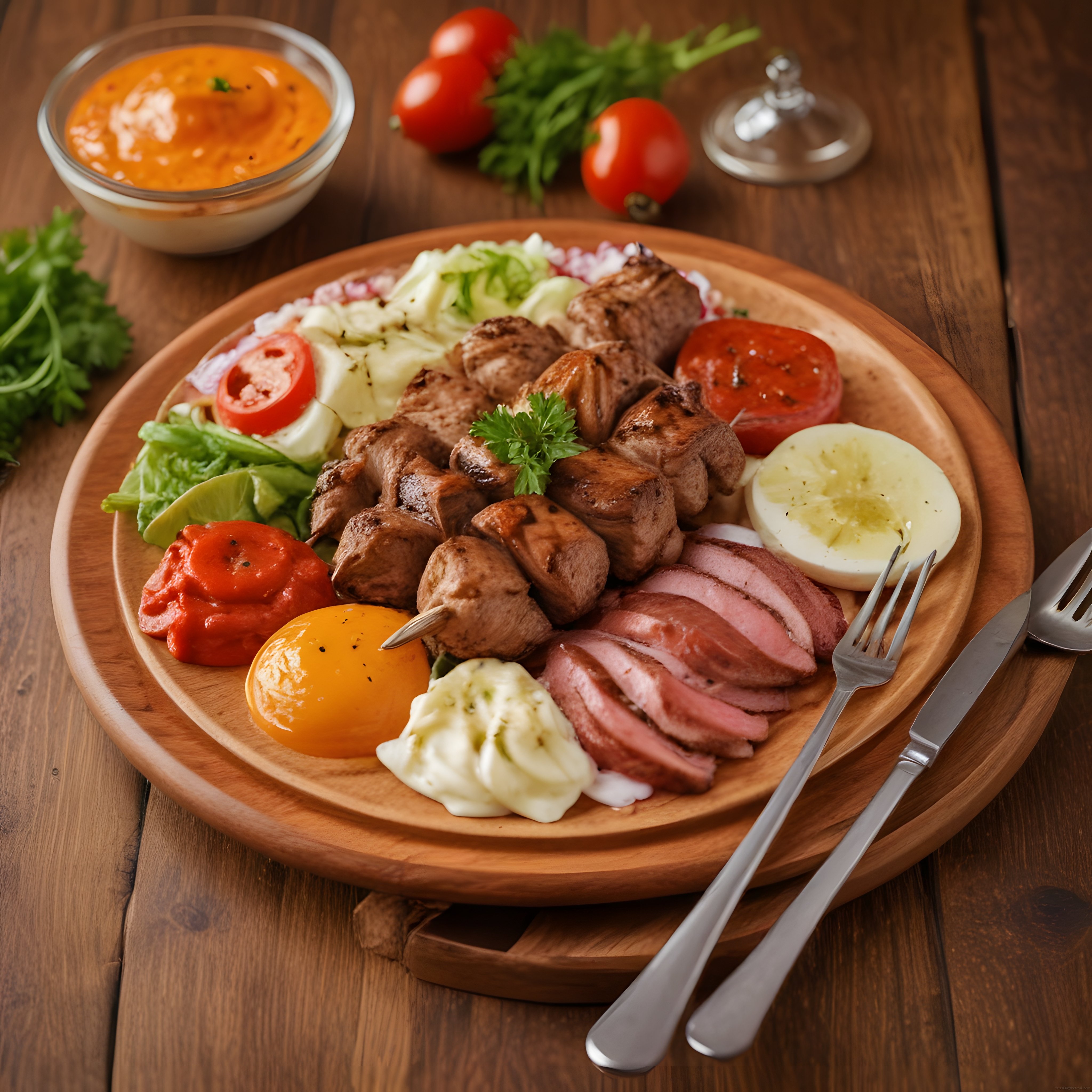 Ahşap Sunum Tabağında Izgara Etli ve Yumurtalı Efsanevi Kahvaltı Keyfi