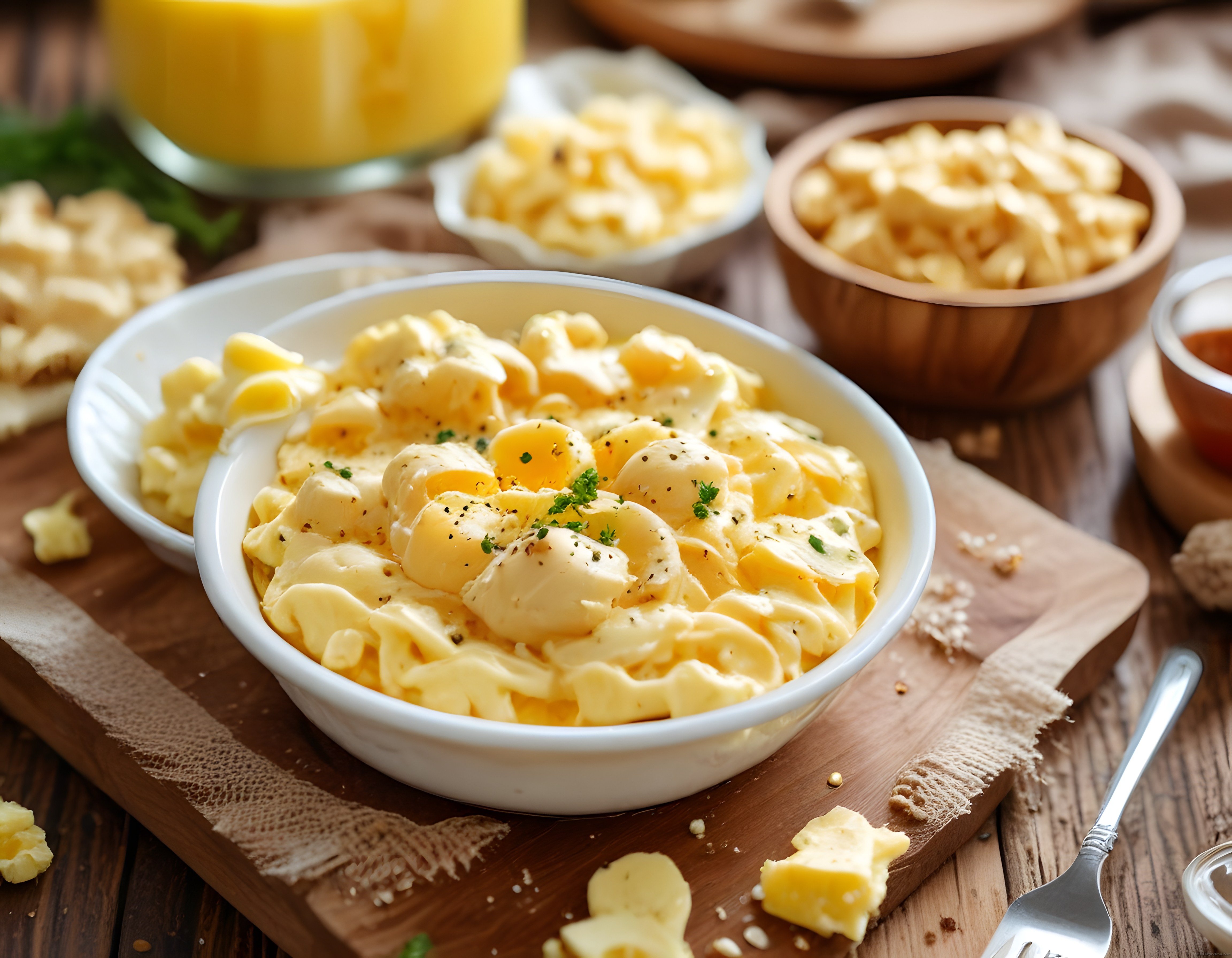 Ahşap Sunum Tahtası Üzerinde Kremalı Tortellini Makarna ve Peynir Parçaları
