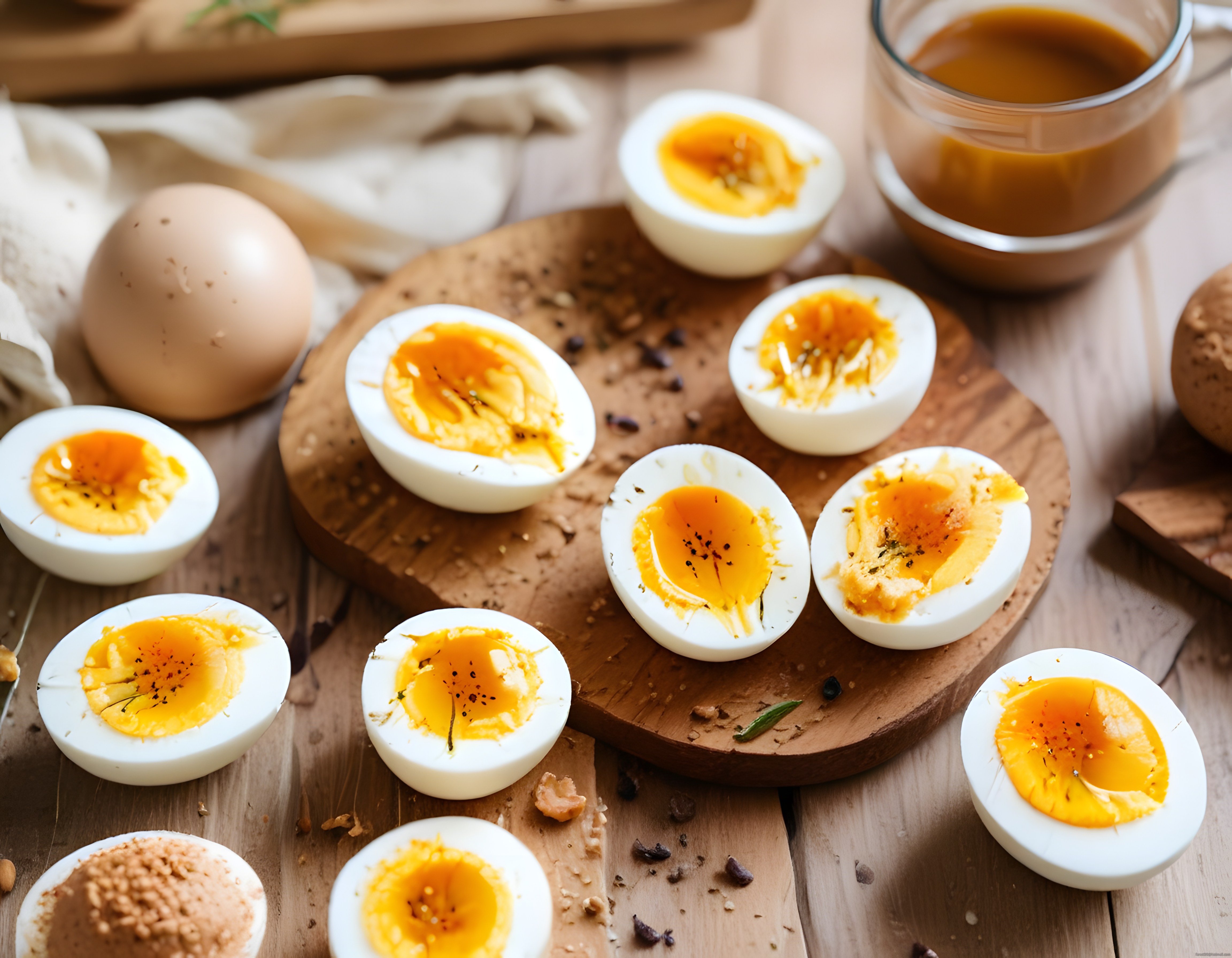 Ahşap Sunum Tahtası Üzerinde Yumuşak Sarmıklı Haşlanmış Yumurta Keyfi