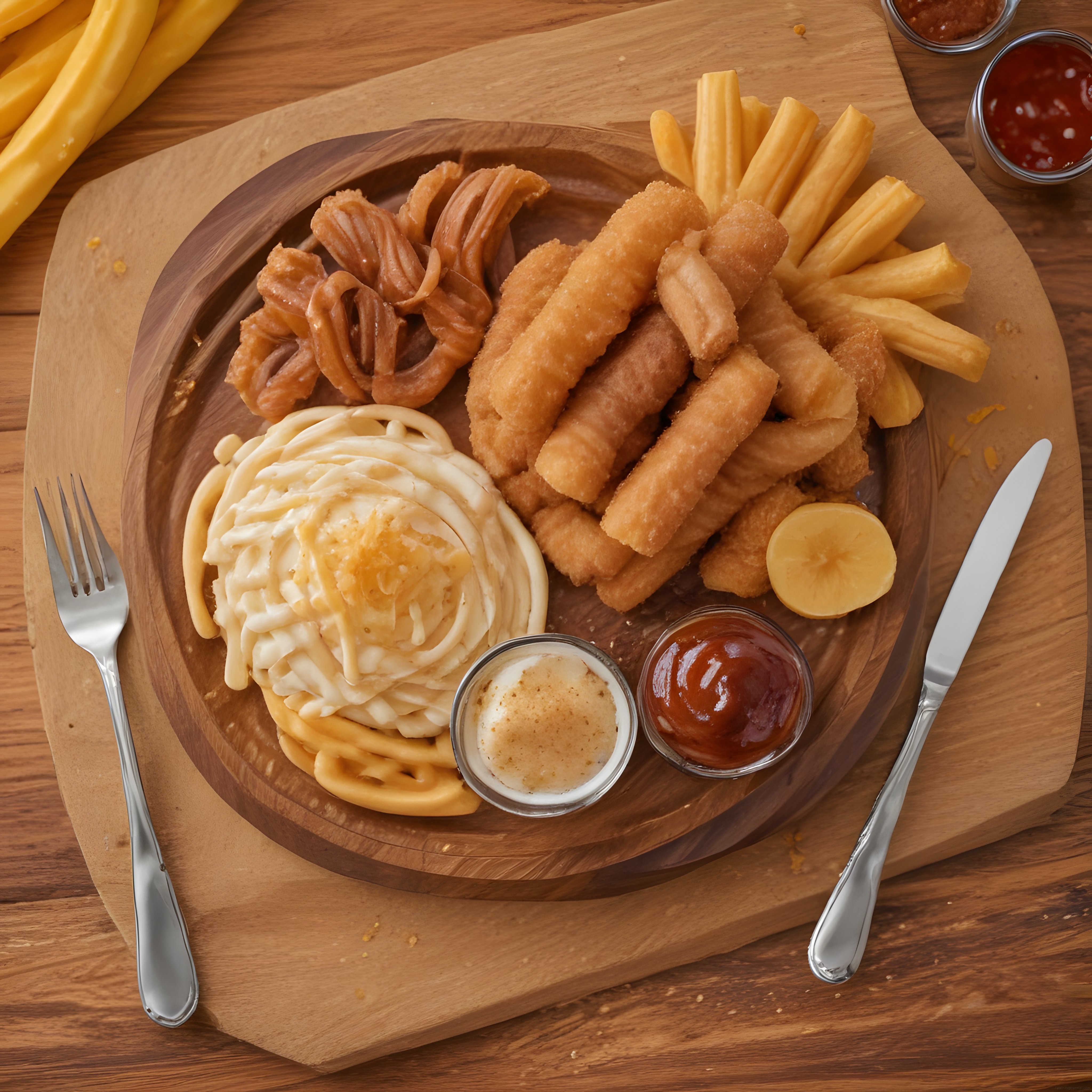 Ahşap Sunum Tahtasında Churros ve Tulumba Çeşitleri ile Tatlı Keyfi