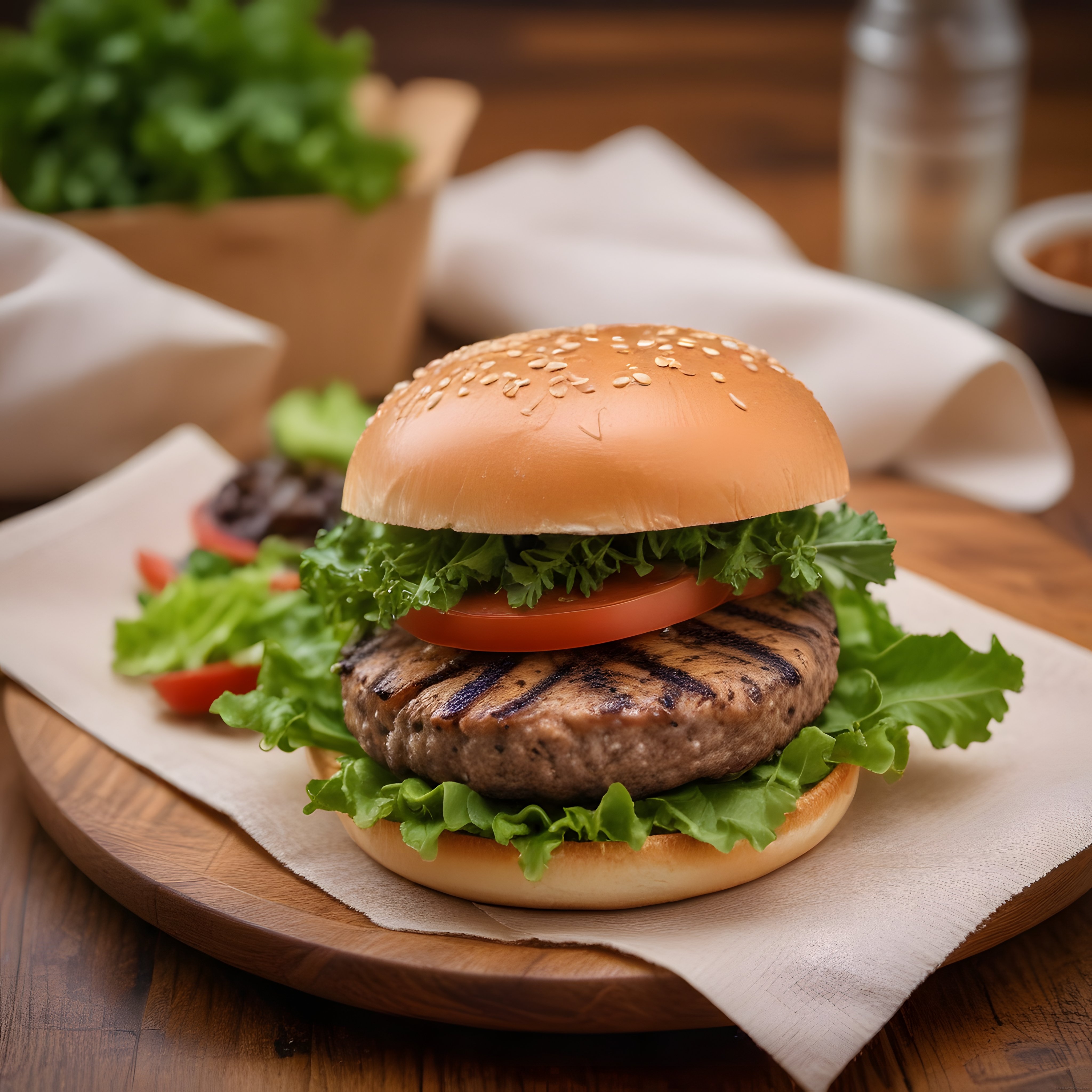 Ahşap Sunum Tahtasında Ev Yapımı Izgara Köfteli Hamburger Tarifi