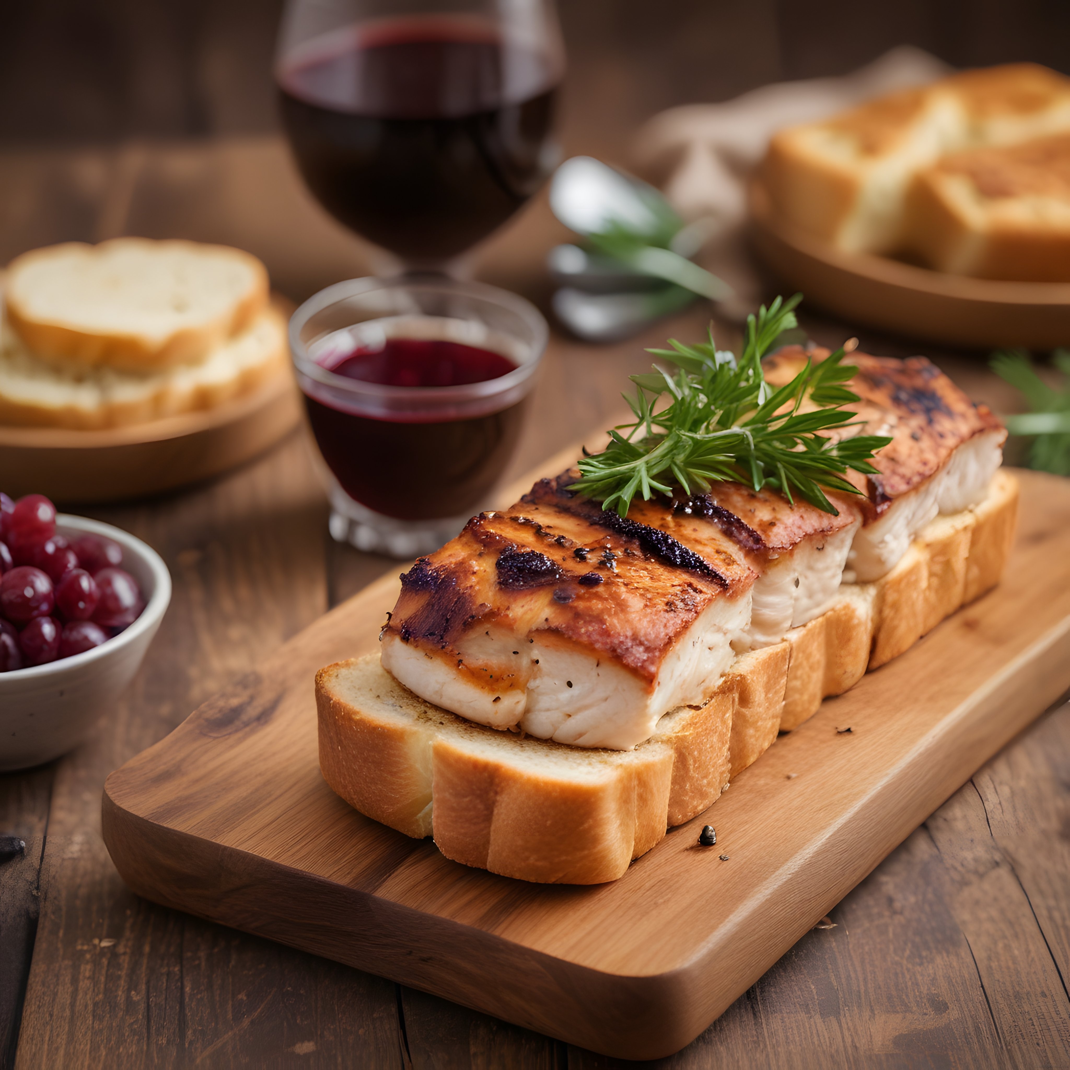 Ahşap Sunum Tahtasında Izgara Peynirli Tost ve Taze Reçel Eşliğinde Kahvaltı