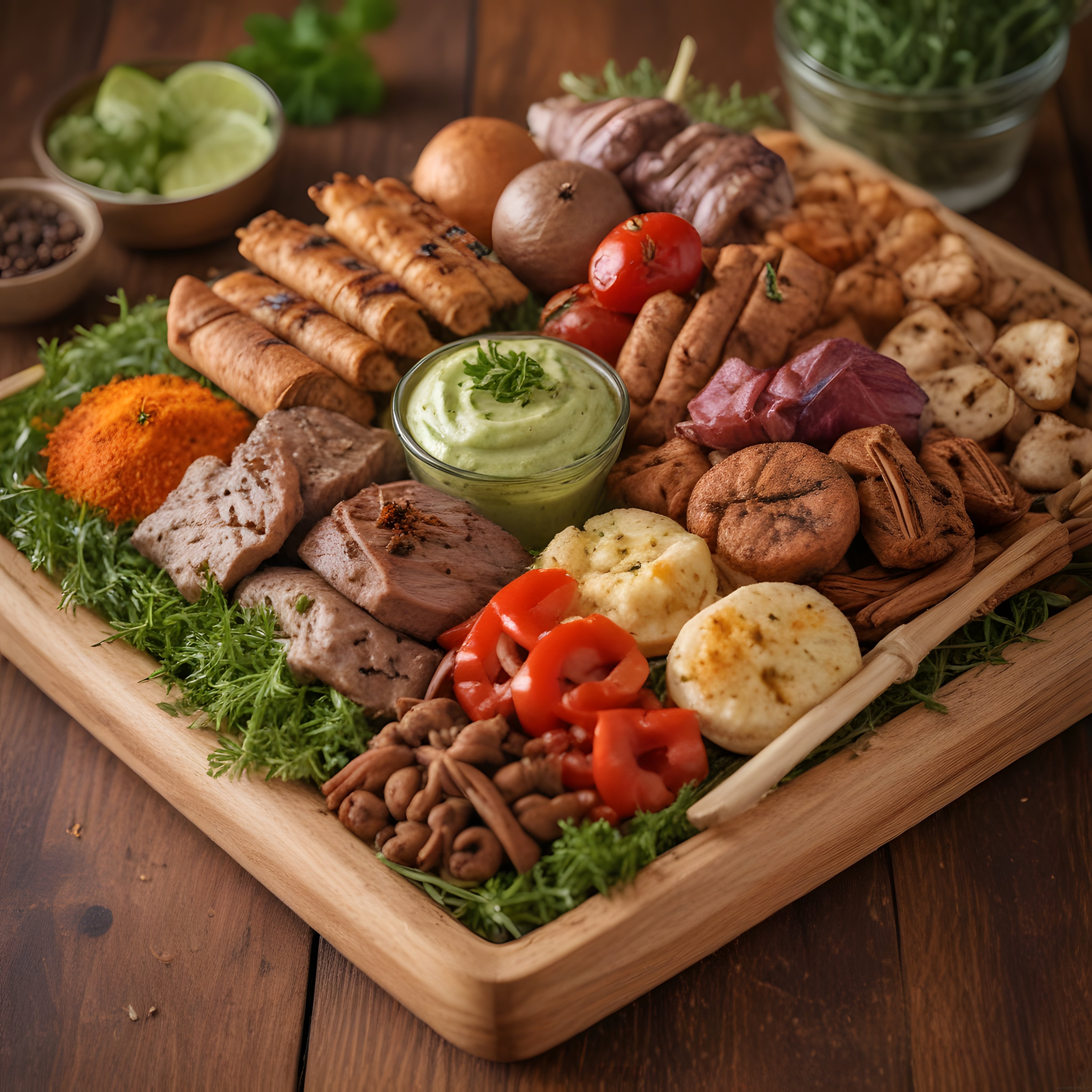 Ahşap Sunum Tahtasında Kahvaltılık ve Brunch Tabağı: Göz Alıcı Lezzetler