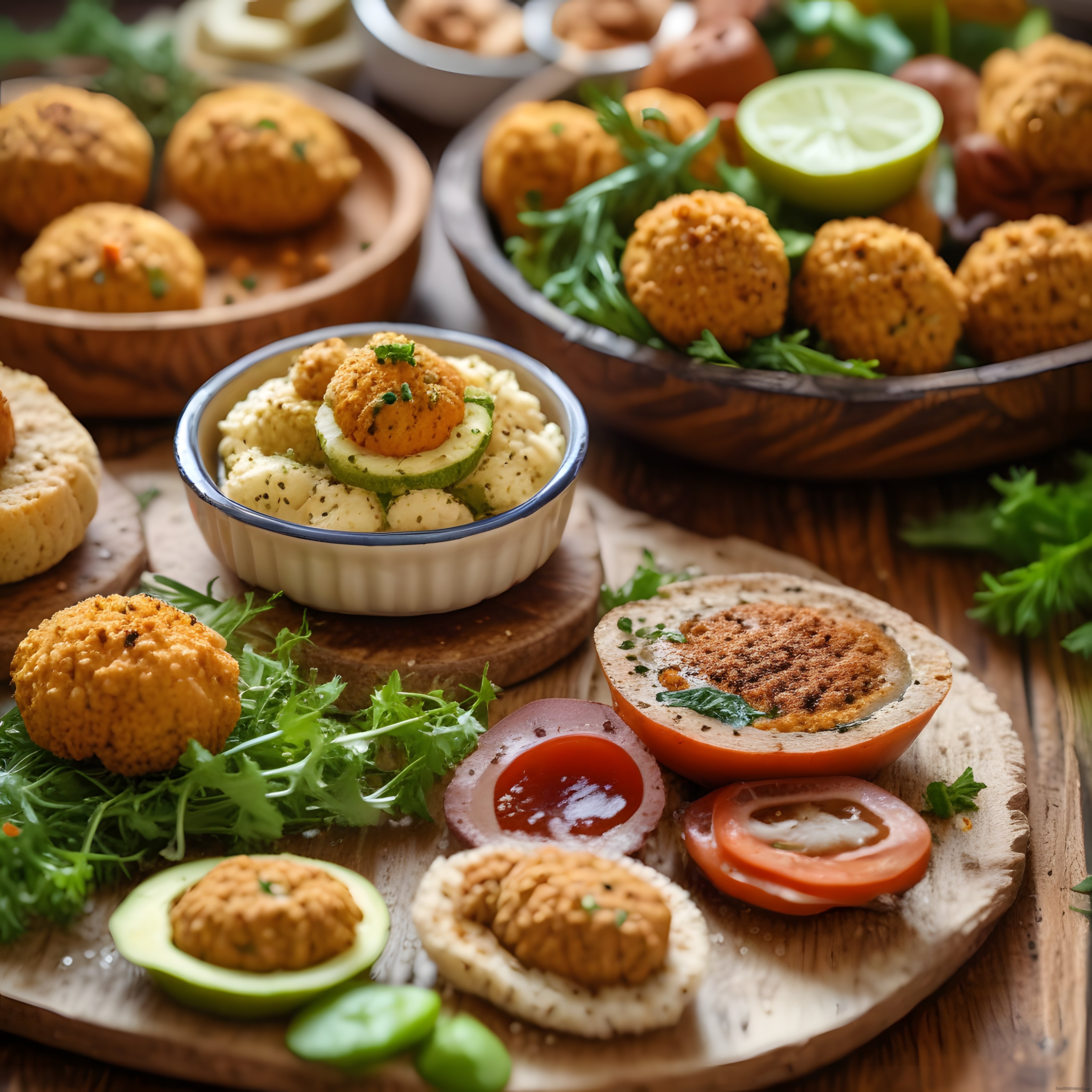 Ahşap Sunum Tahtasında Renkli Brunch Masası ve Kahvaltılık Lezzetler