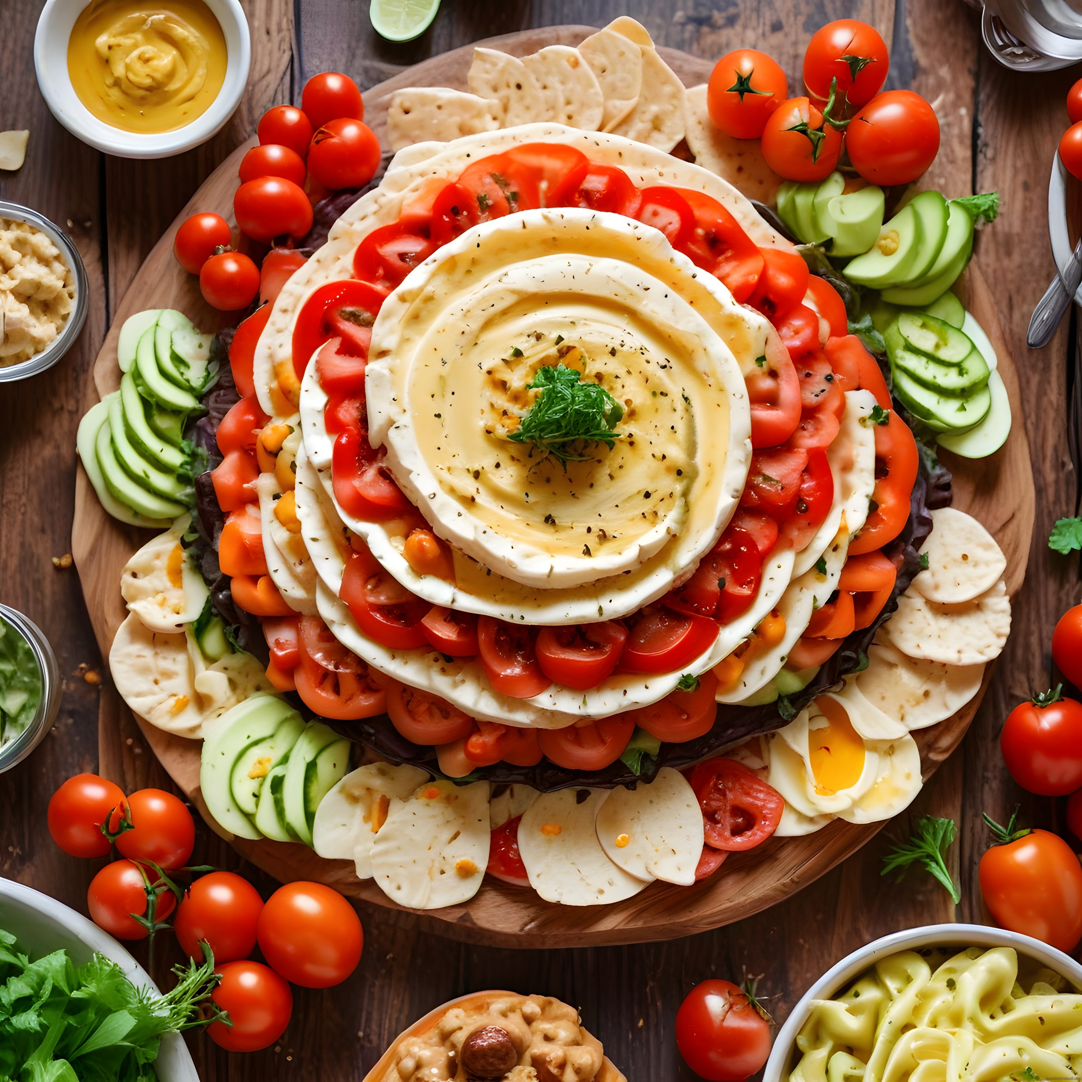 Ahşap Sunum Tahtasında Sağlıklı Kahvaltı ve Brunch Masası: Renkli Lezzetler