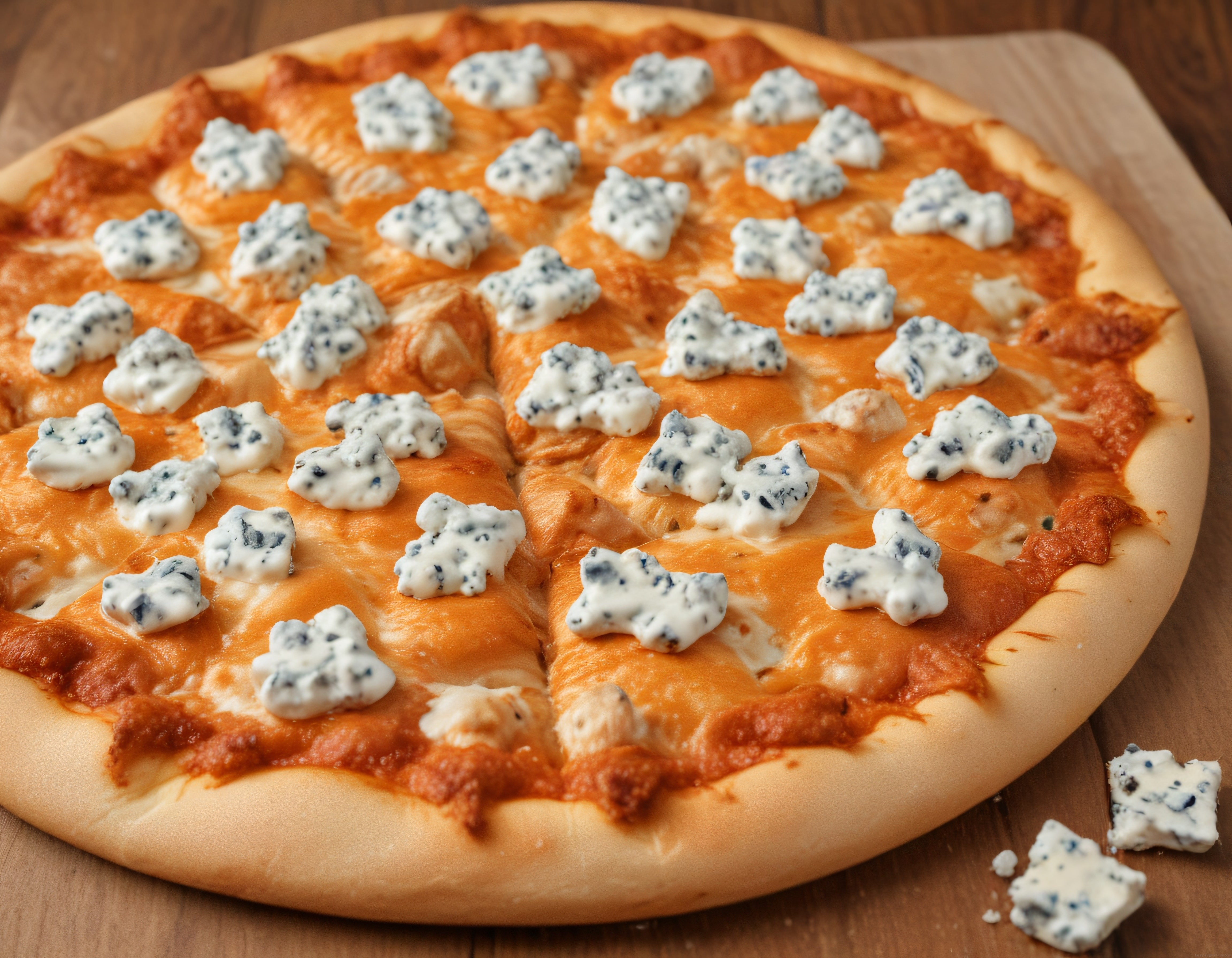Ahşap Sunum Tahtasında Taze Fırınlanmış Rokfor Peynirli Pizza Tarifi