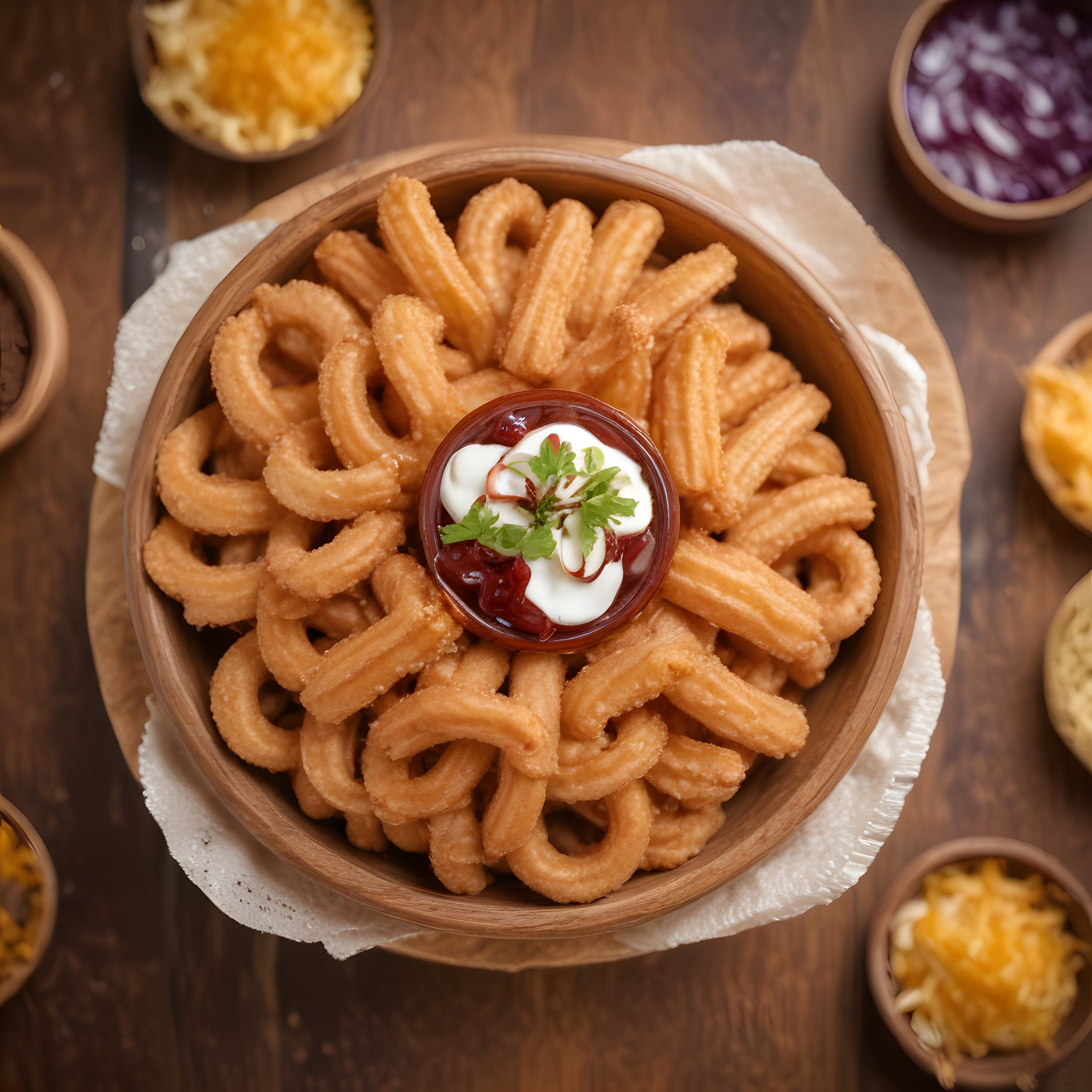 Ahşap Sunumda Çıtır Churros ve Çikolatalı Krema Dip İle Tatlı Keyfi