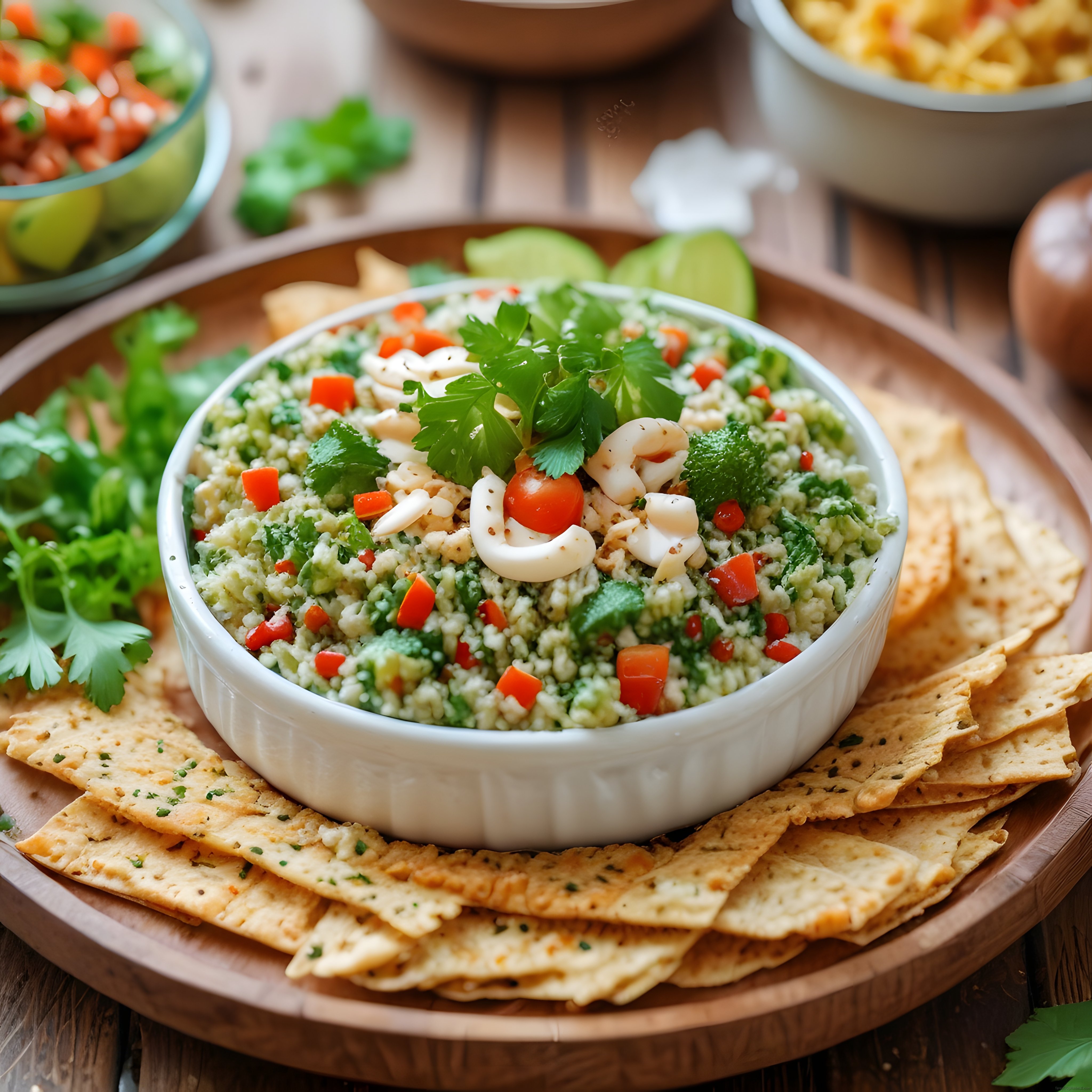 Ahşap Sunumda Ev Yapımı Taze Salsa ve Tortilla Cipsi ile Meze Keyfi