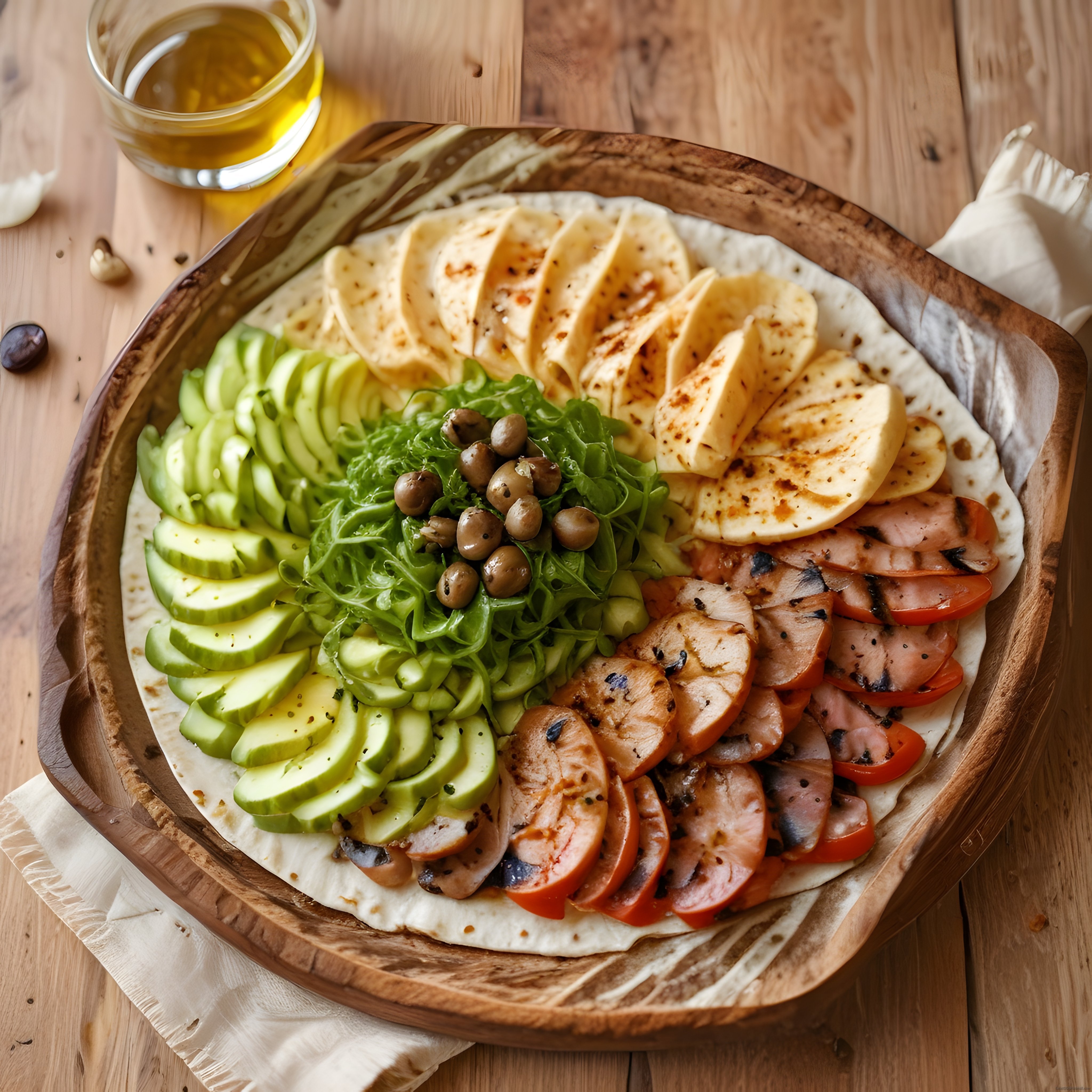 Ahşap Sunumda Hellim Peynirli Avokadolu Kahvaltı Tabağı Brunch Sunumu
