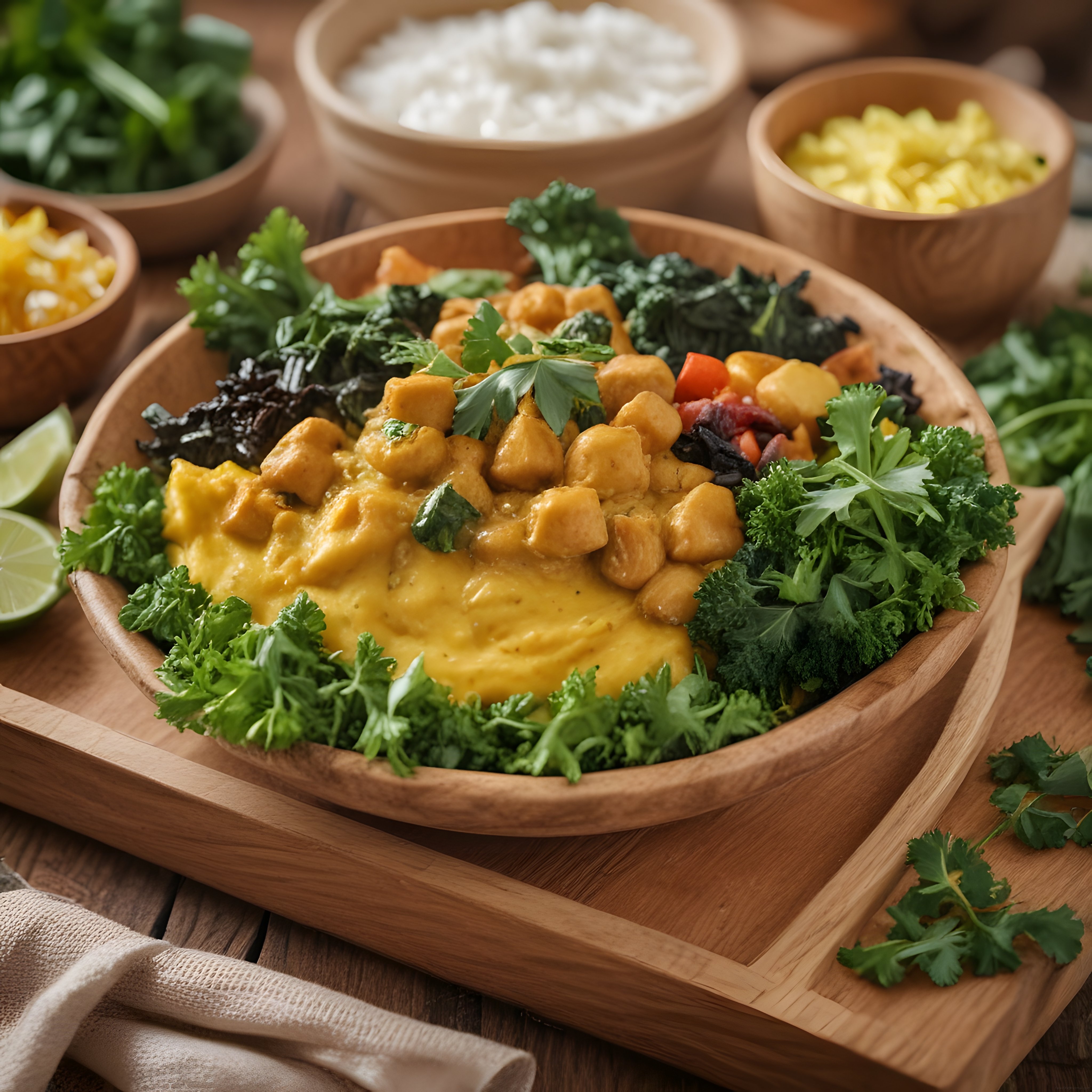 Ahşap Sunumda Nohutlu Brokolili Besleyici Kase: Sağlıklı Vegan Tarif