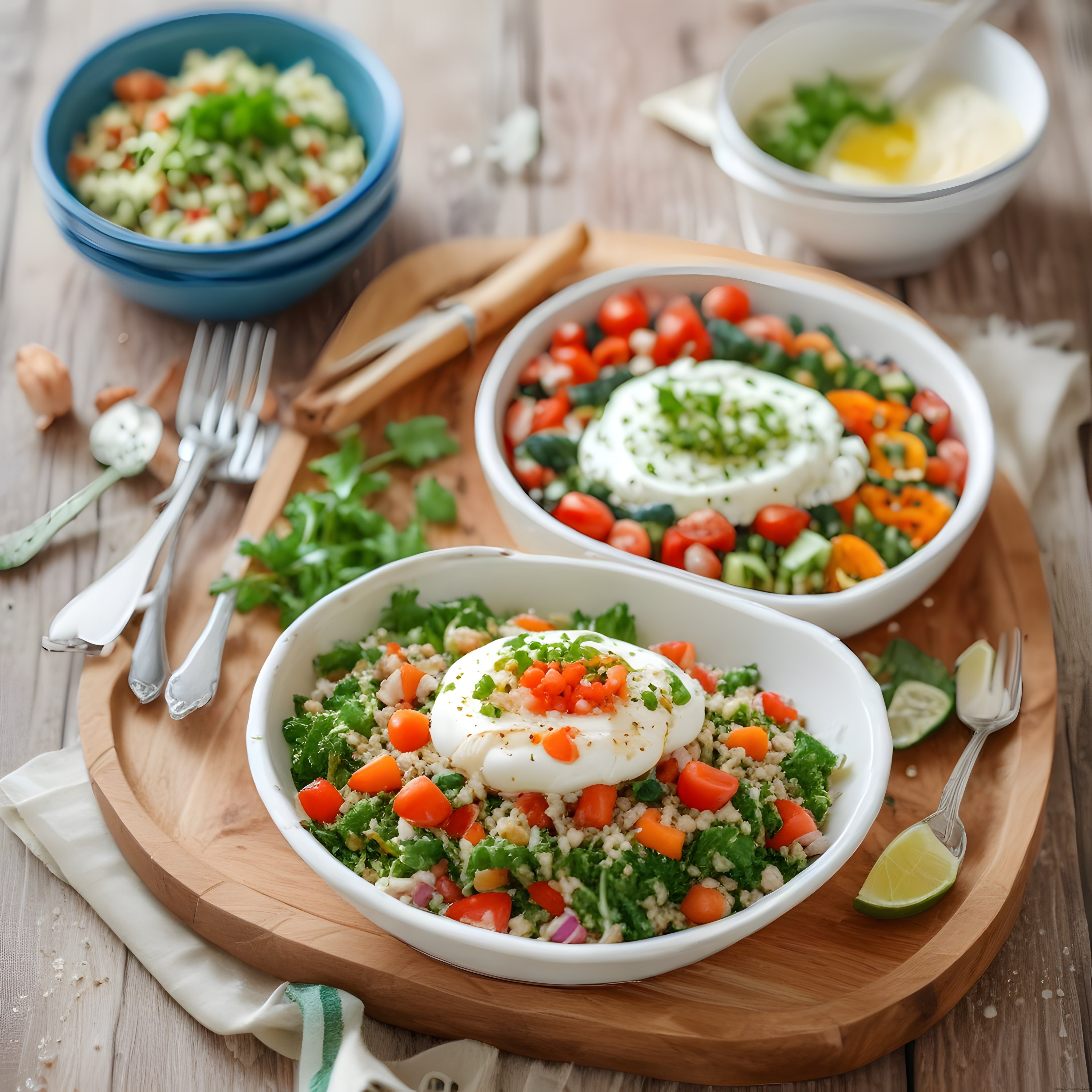 Ahşap Sunumlu Renkli Sebzeli ve Yumurtalı Sağlıklı Bowl Tarifi