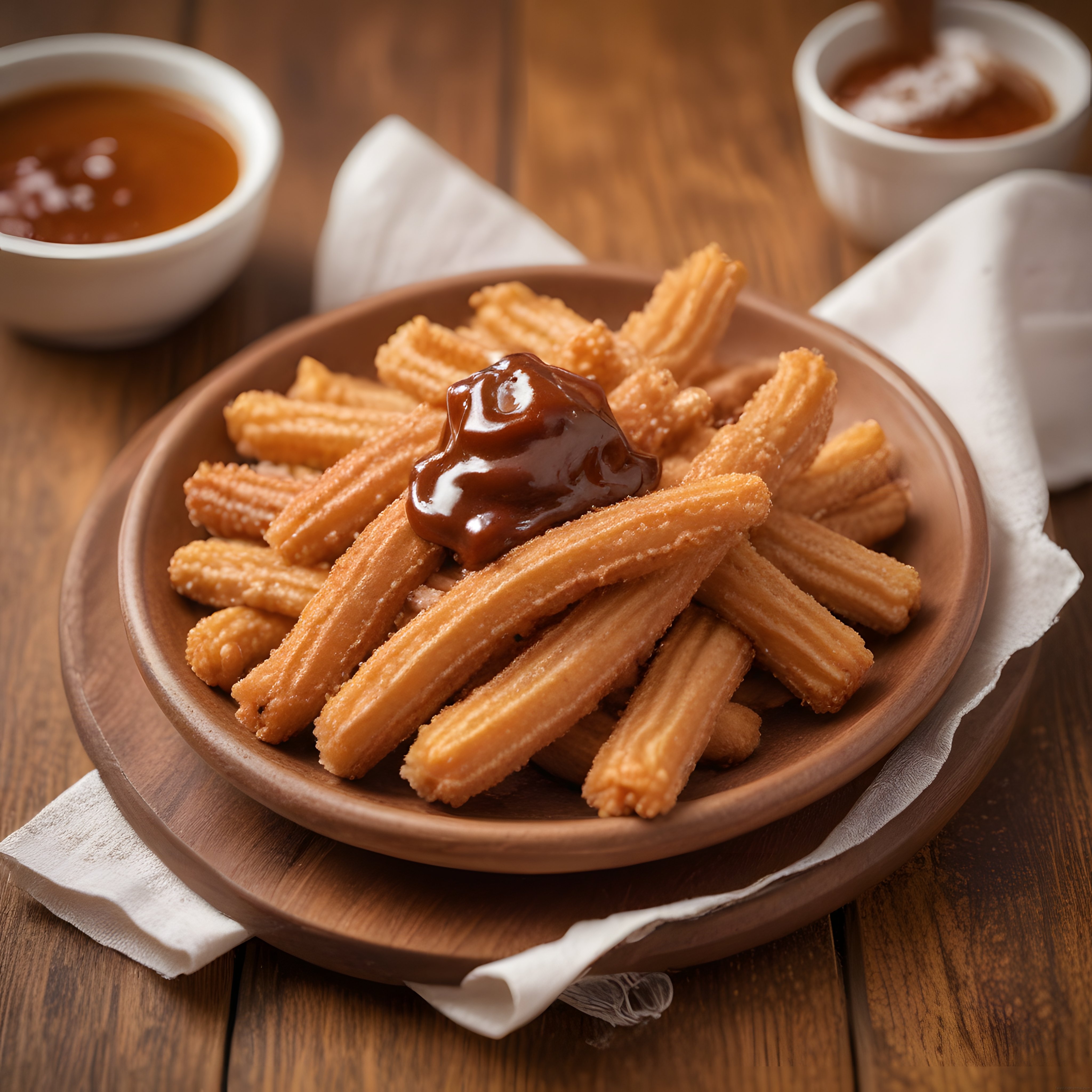 Ahşap Tabakta Çıtır Churros ve Çikolata Sosu ile Sıcak Tatlı Keyfi