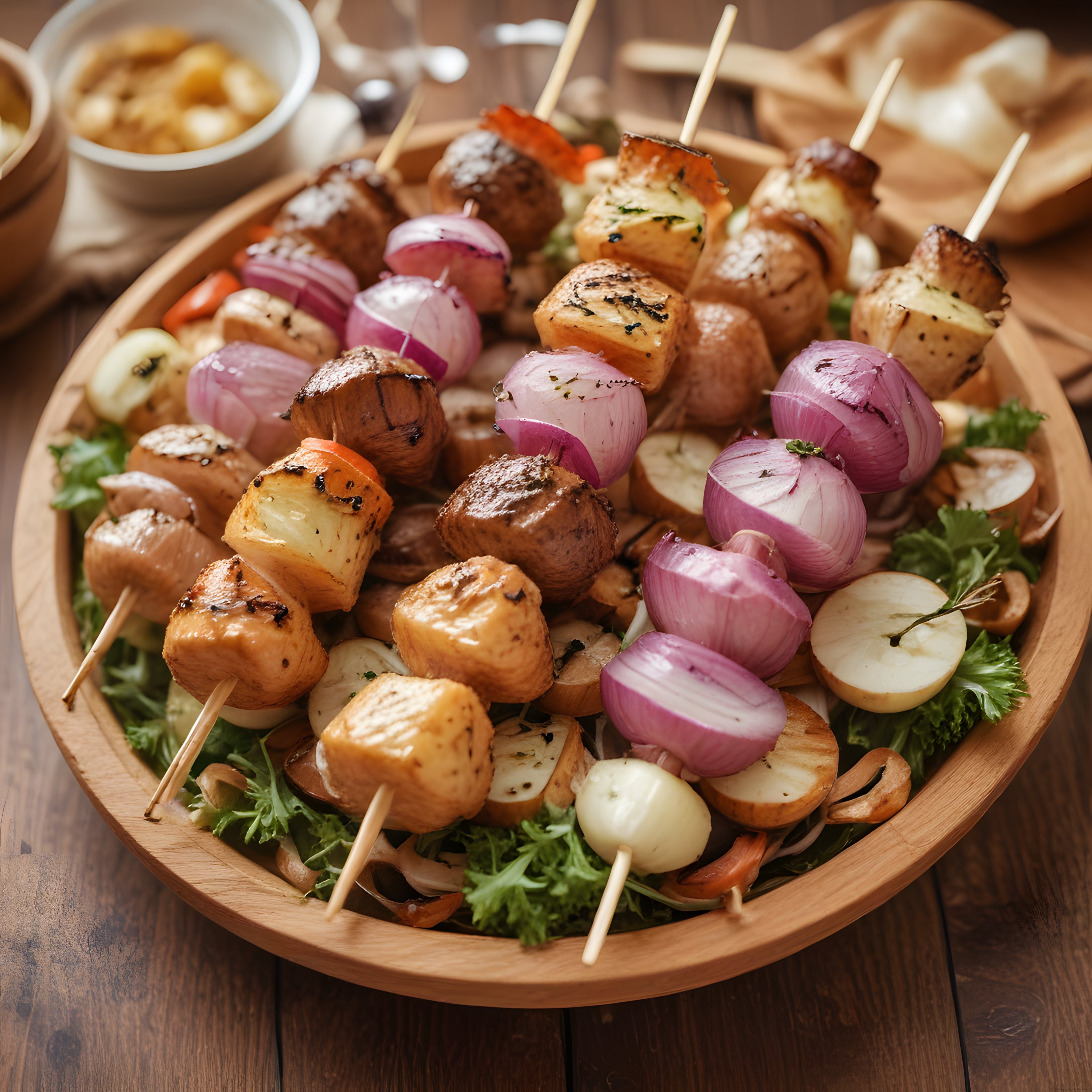 Ahşap Tabakta Izgara Sebze Şişleri: Pratik ve Sağlıklı Barbekü Tarifi