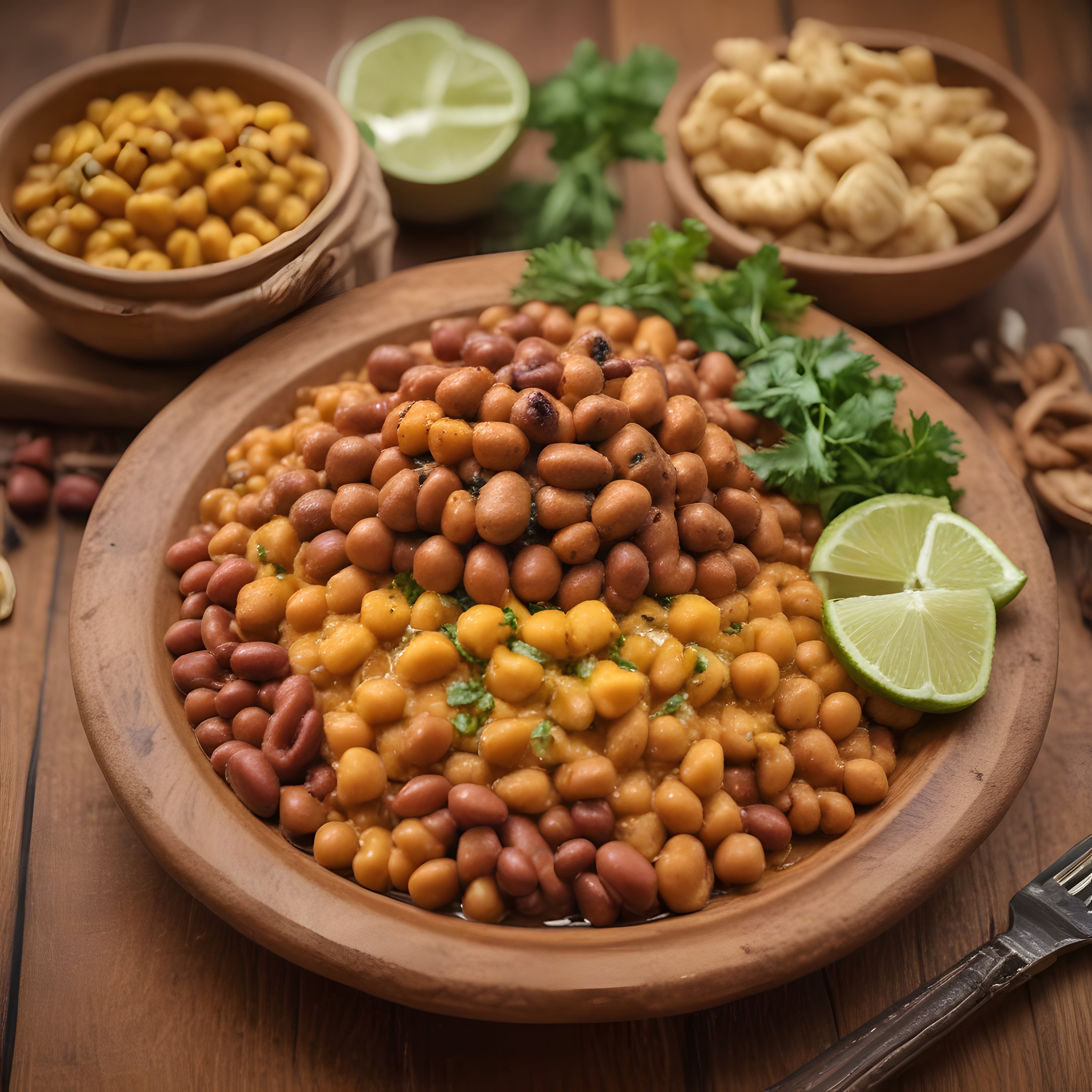 Ahşap tabakta limonlu bakliyat yemeği: sağlıklı ve doyurucu bir vegan tabak