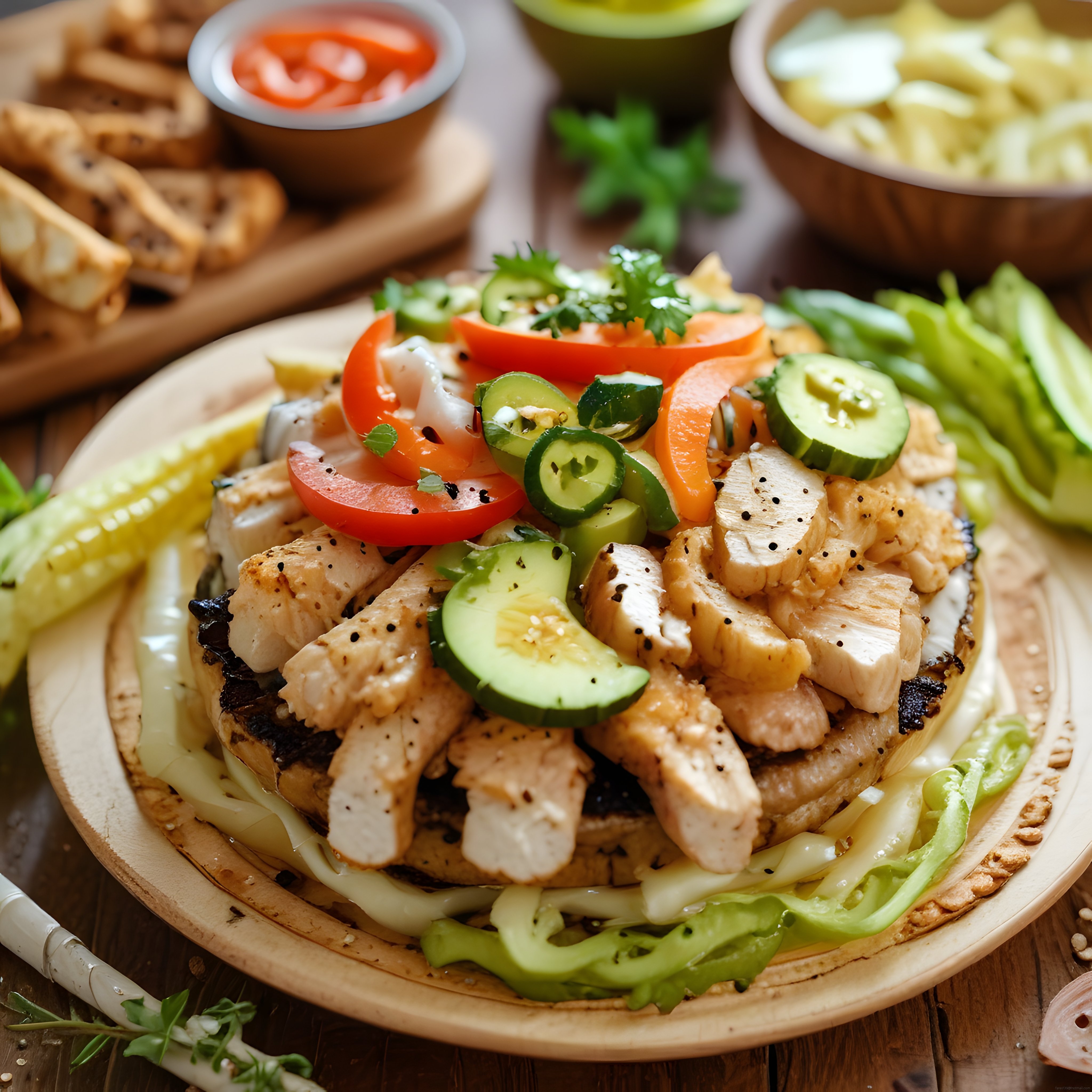 Ahşap Tabakta Meksika Lezzeti: Tavuklu Taco ve Nachos Sunumu