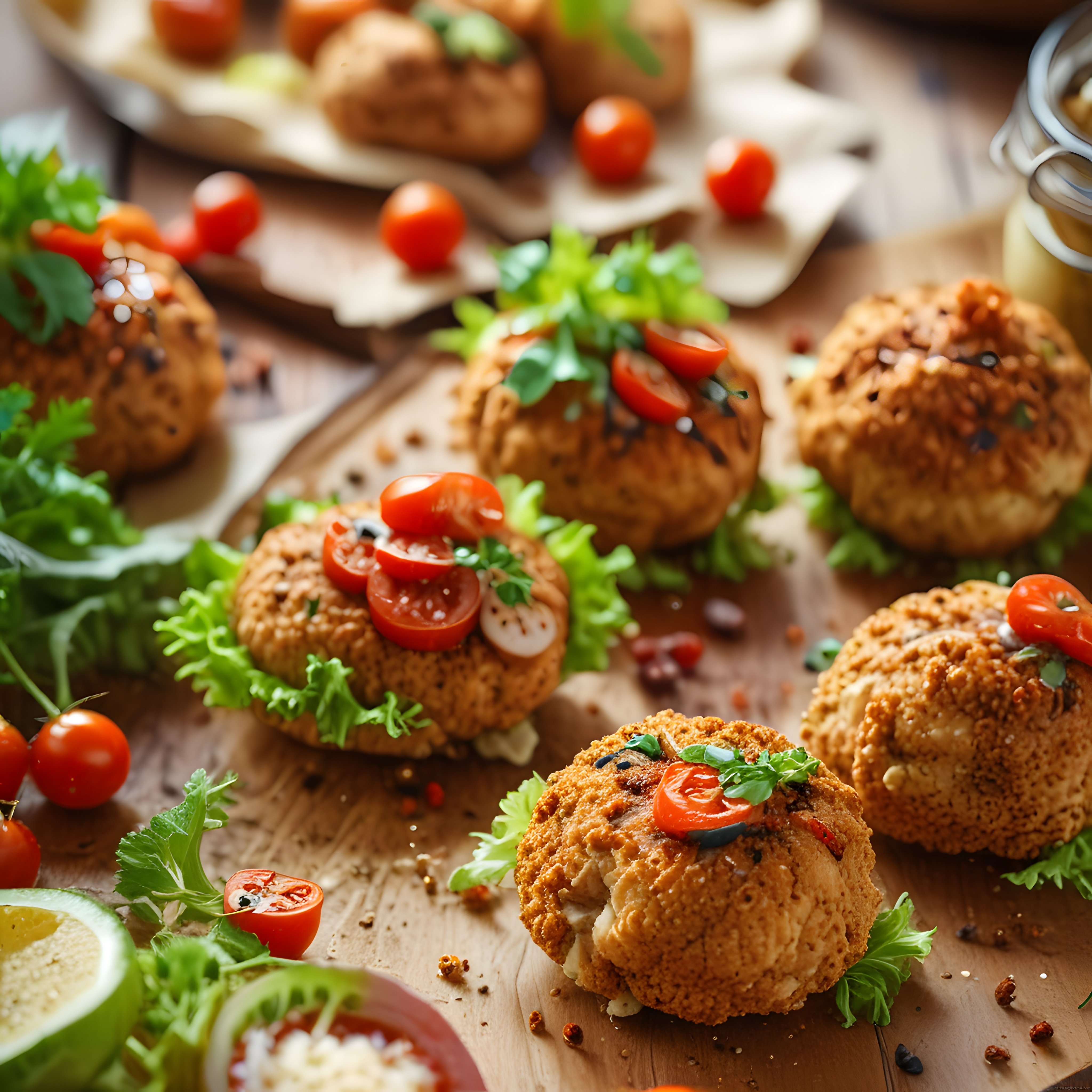 Ahşap Tahta Üzerinde Lezzetli Falafel Topları ve Taze Sebze Garnitürü