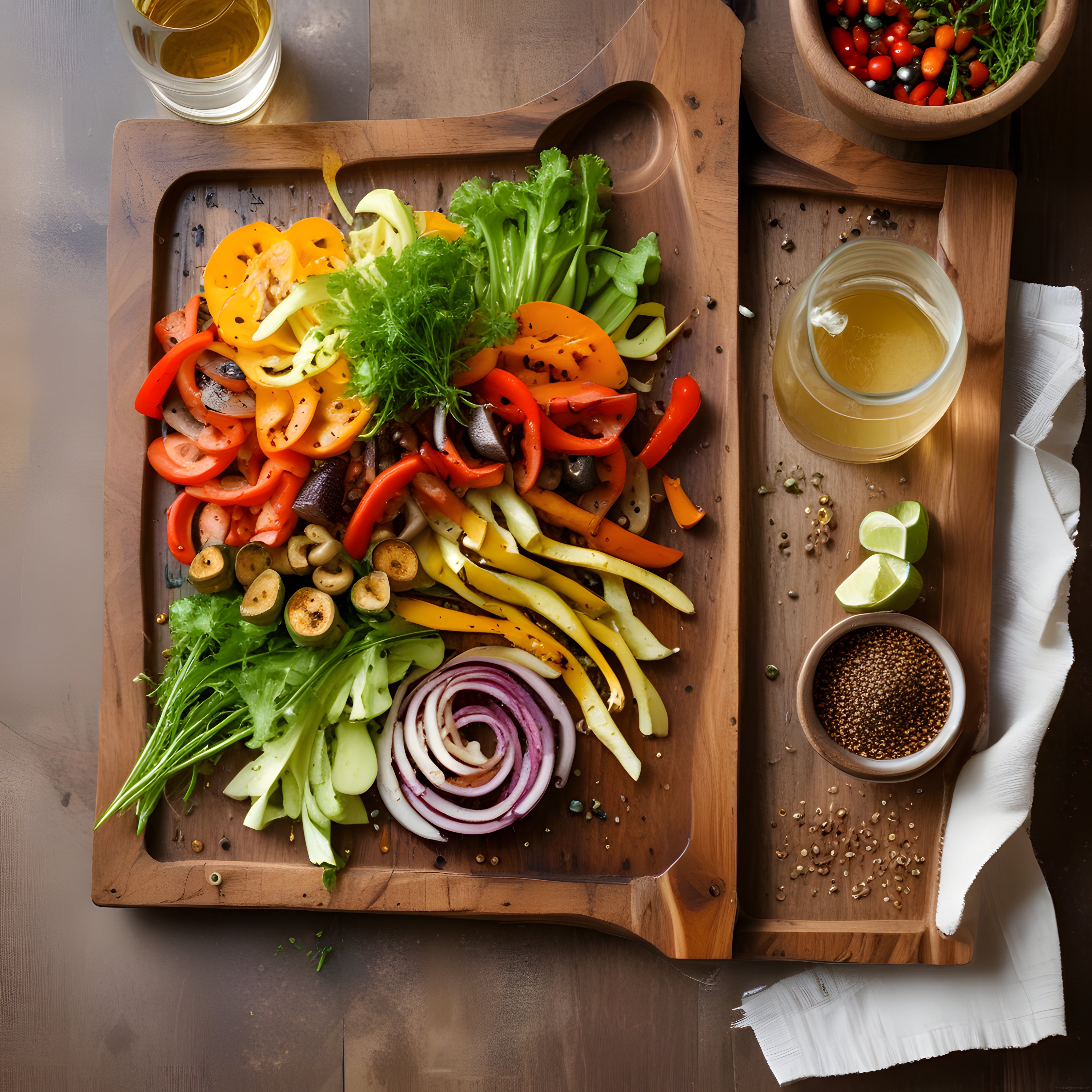 Ahşap Tahta Üzerinde Organik Sebzelerden Oluşan Sağlıklı Salata Malzemeleri