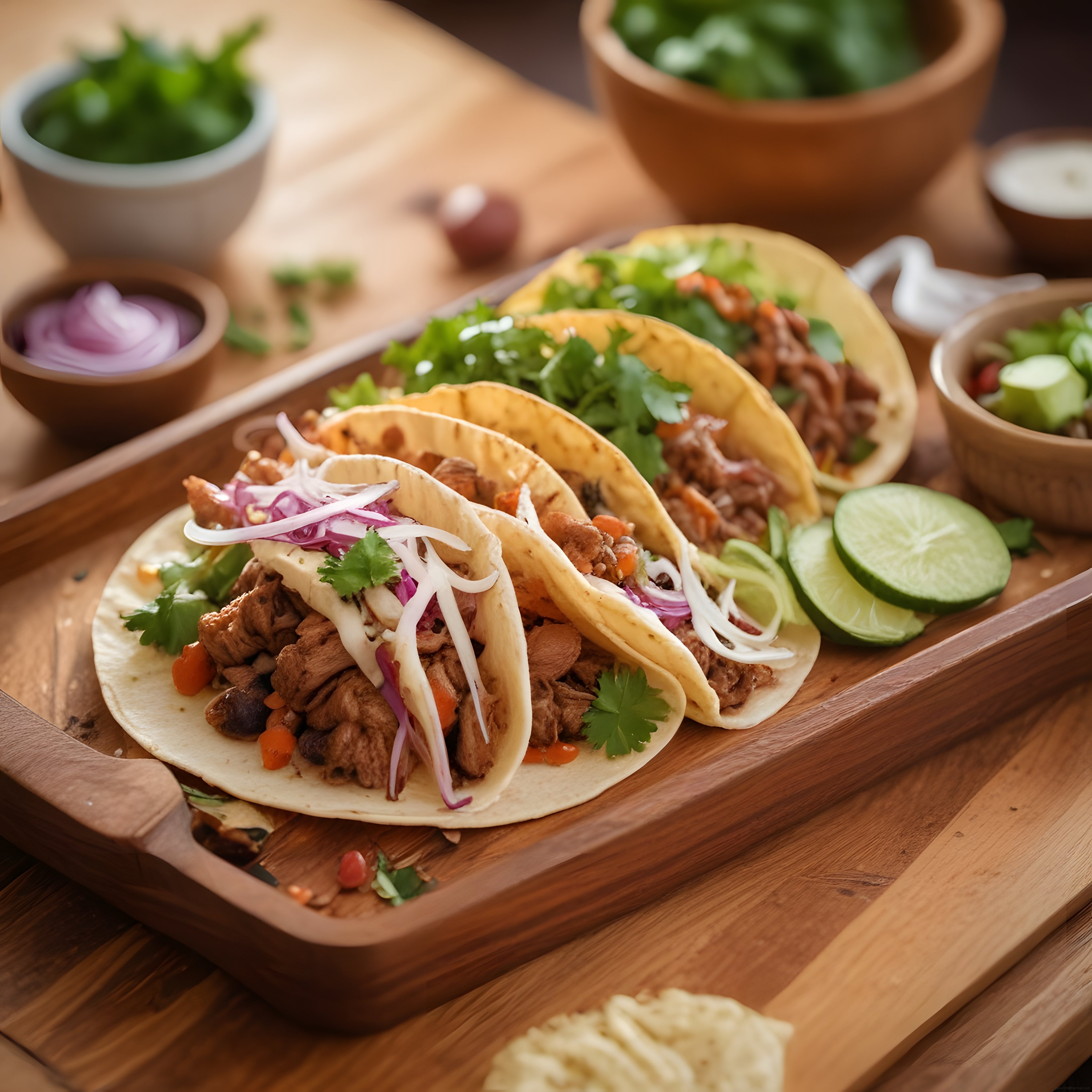 Ahşap Tepside Etli Meksika Tacosu: Ev Yapımı Lezzetli Taco Tarifi
