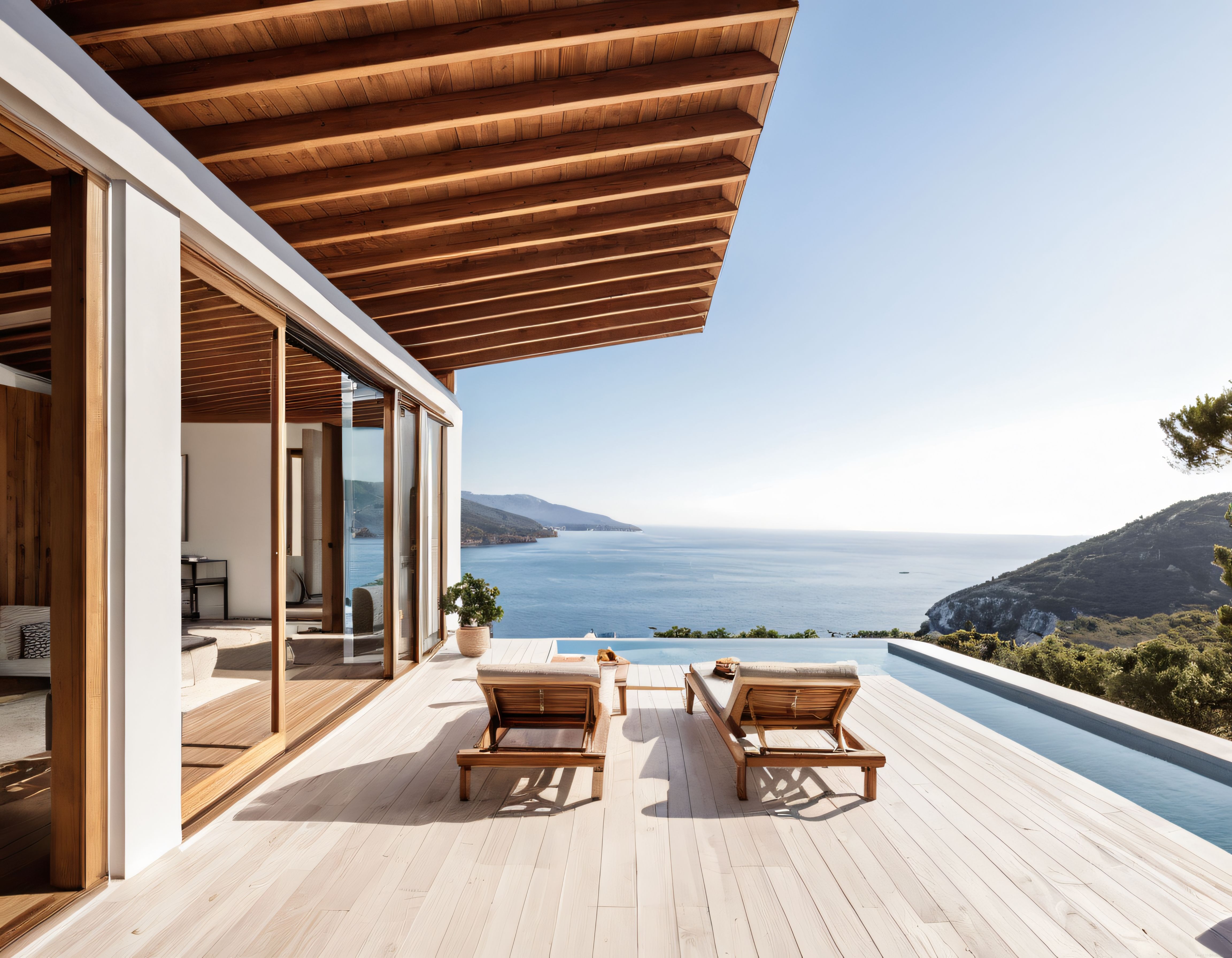 Ahşap Teraslı Sonsuzluk Havuzlu Eşsiz Deniz Manzaralı Modern Villa