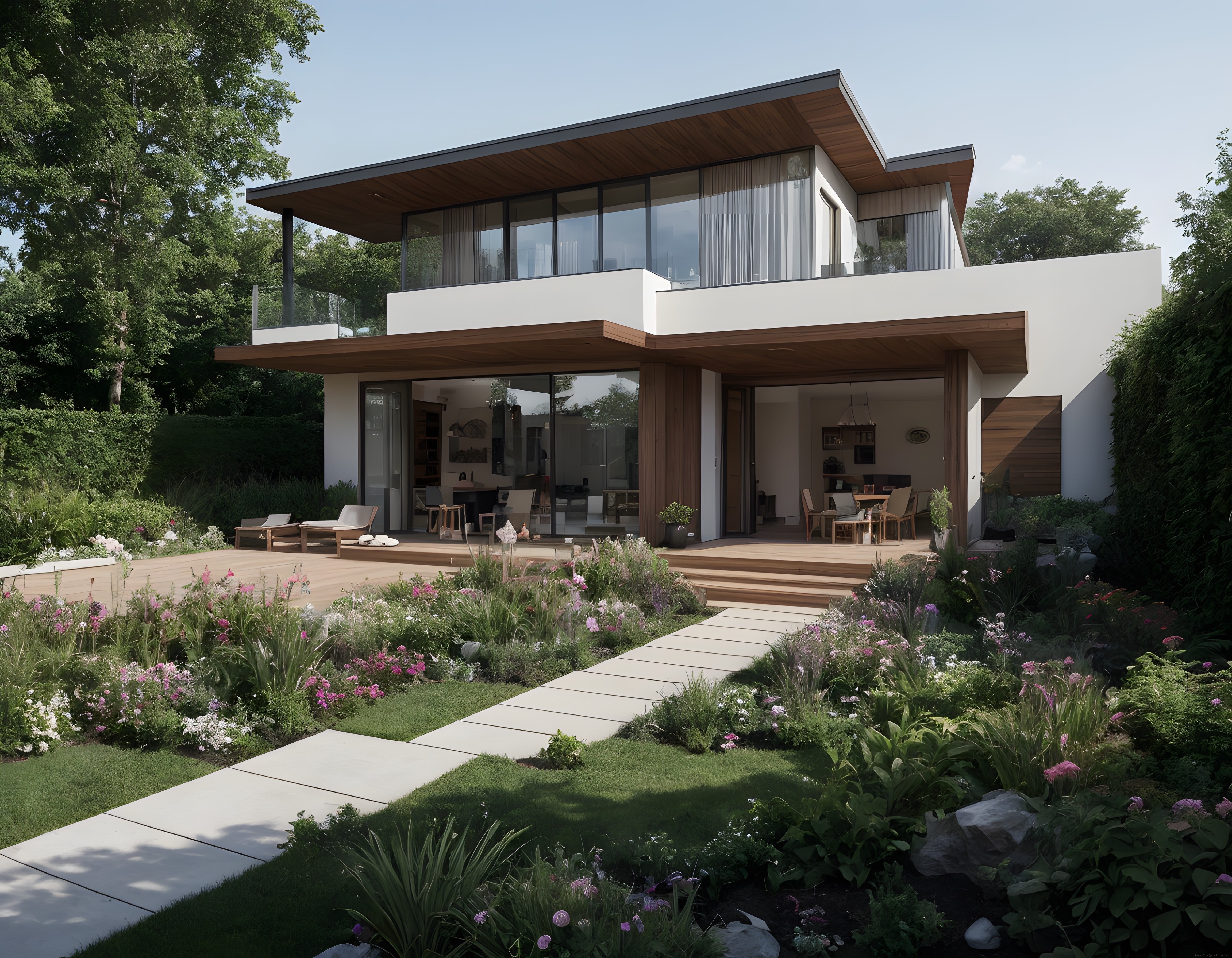 Ahşap ve Cam Detaylı Modern Villa: Doğa İçinde Huzurlu Konut Tasarımı