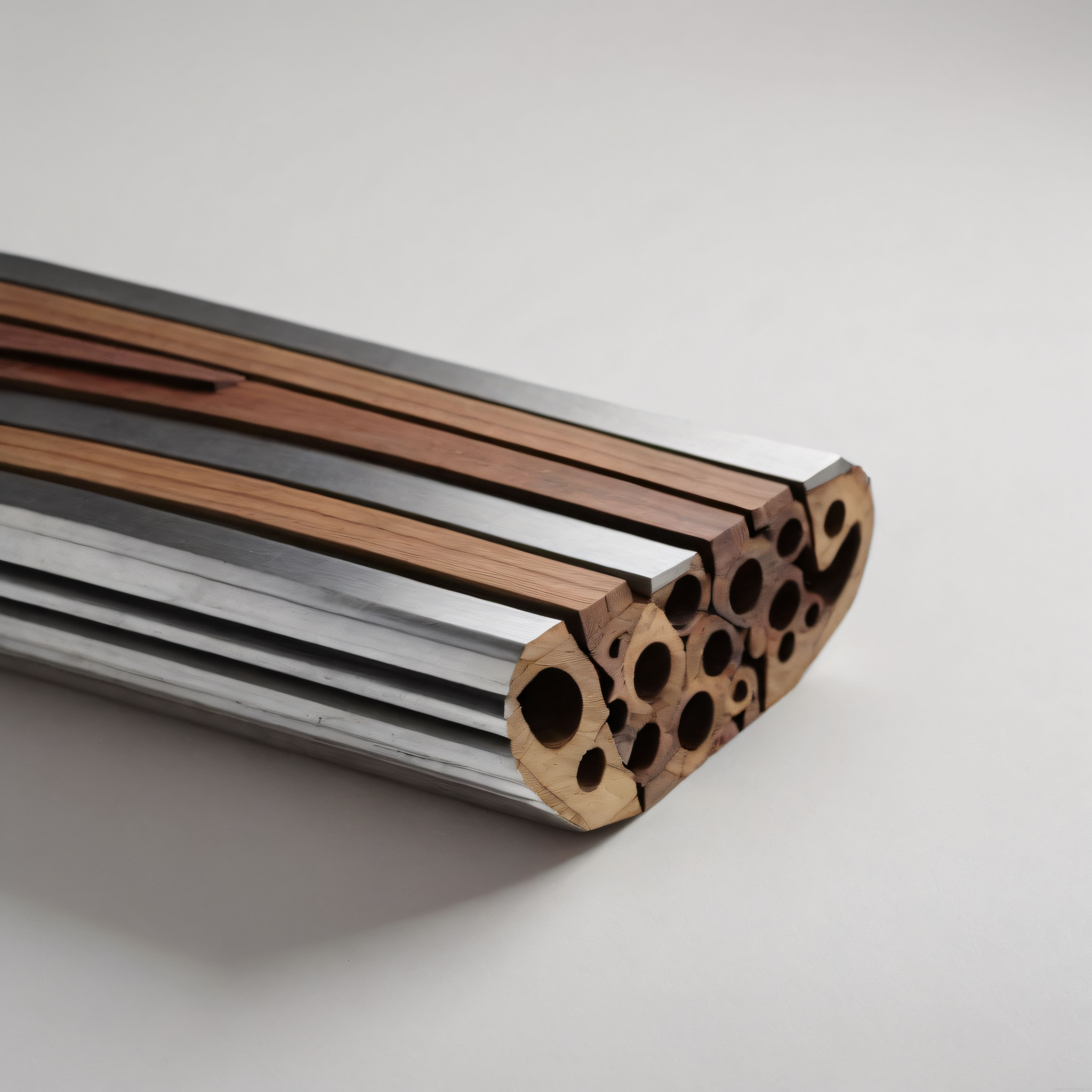 Ahşap ve Metalin Uyumunu Yansıtan Modern Heykel ve Malzeme Tasarımı