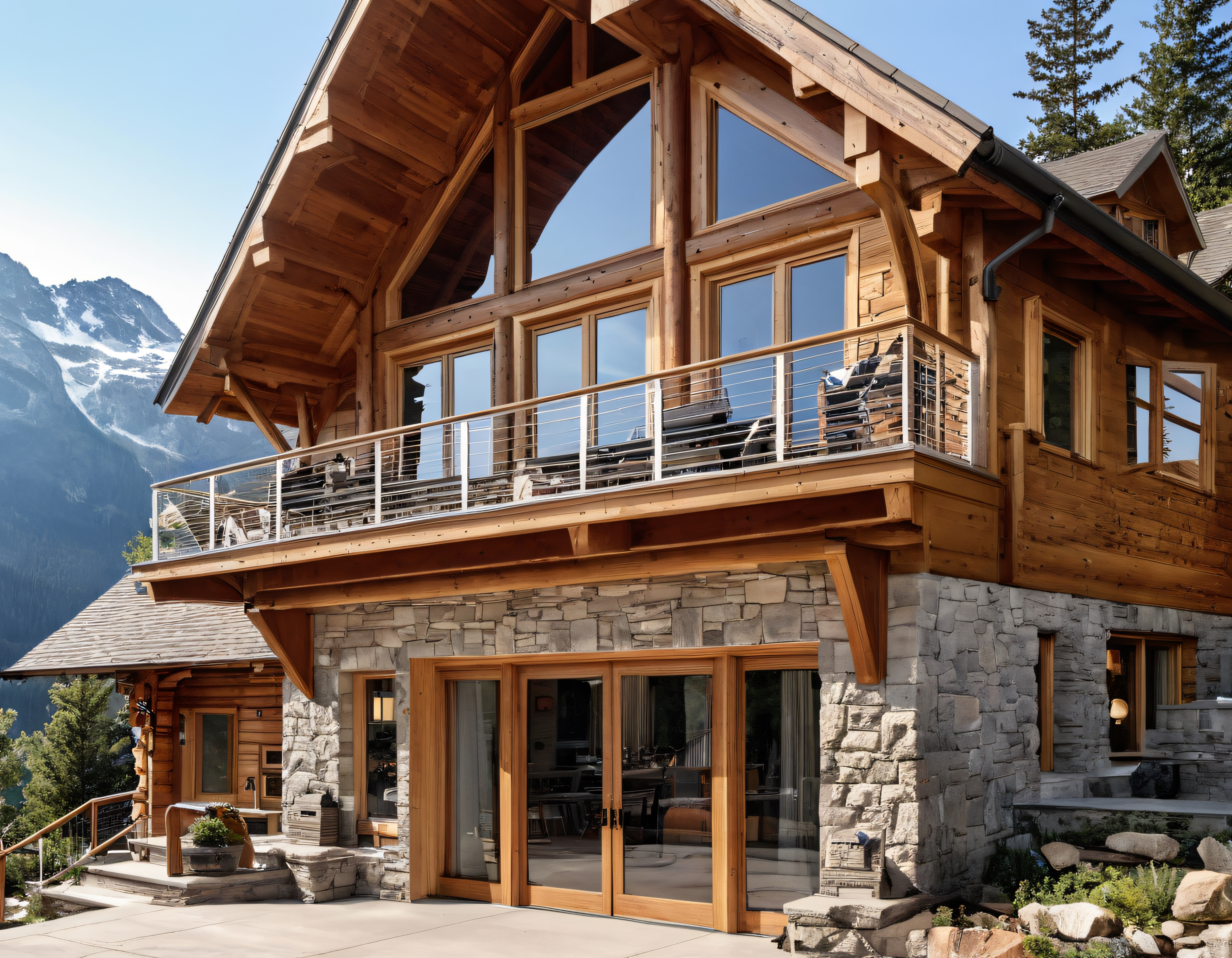 Ahşap ve Taş Detaylı Lüks Dağ Evi: Modern Chalet Mimarisi ve Doğal Manzara