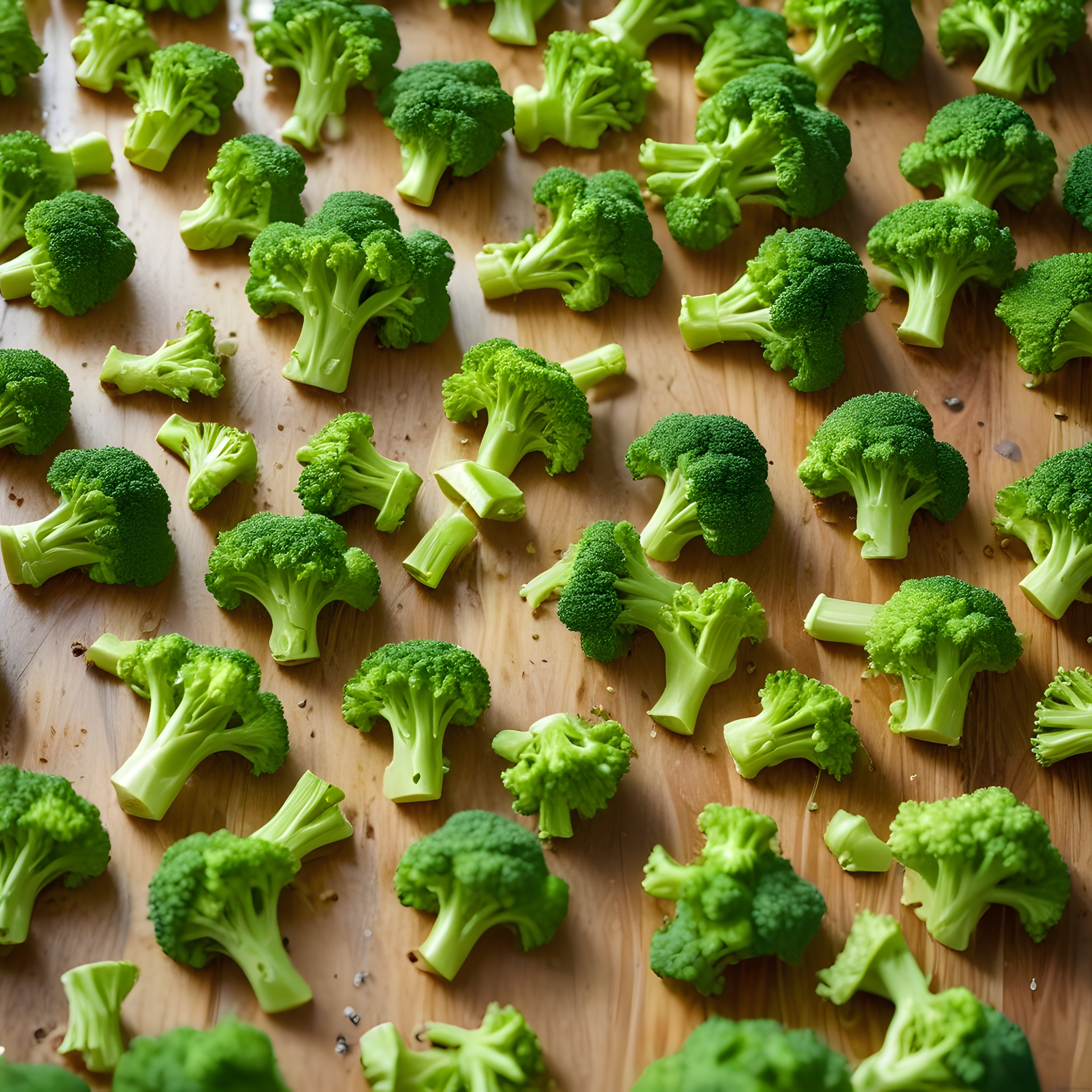 Ahşap Zeminde Taze Brokoli Parçaları ve Sağlıklı Beslenme İçin Vegan Malzeme