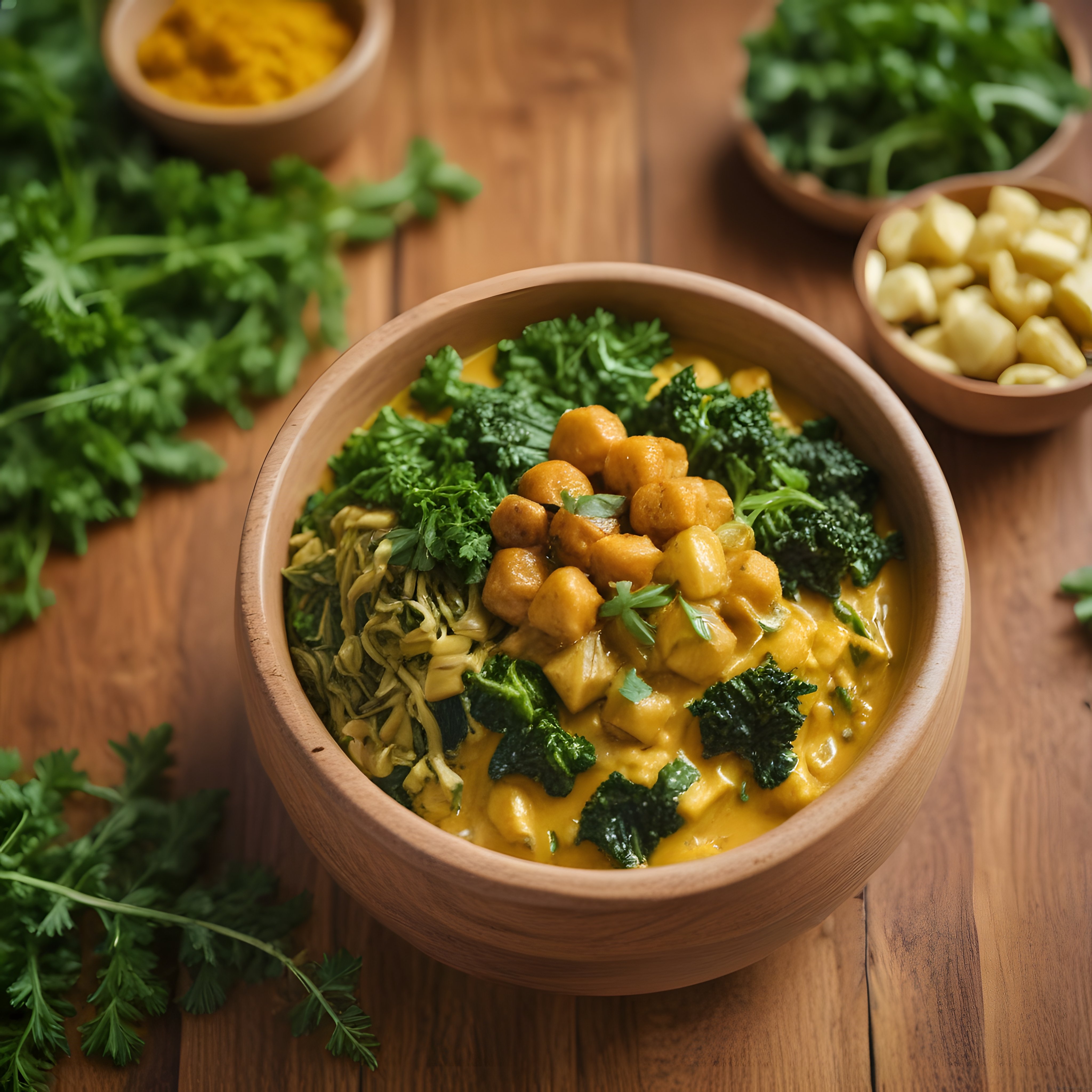 Ahşapta Zerdeçallı Nohutlu Vegan Bowl: Sağlıklı ve Besleyici Yemek Tarifi