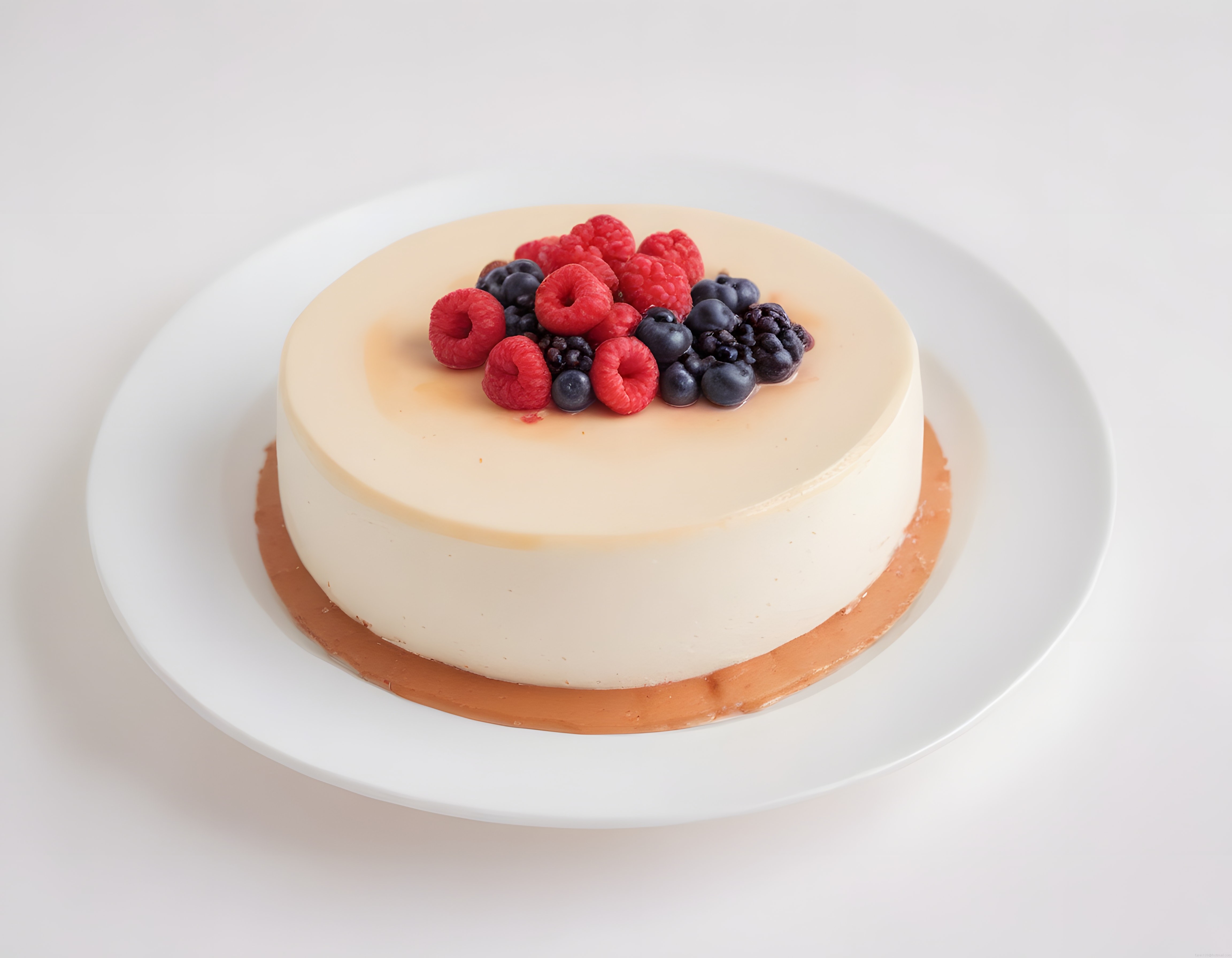 Ahududu Böğürtlen ve Yaban Mersini Süslemeli Kremalı Cheesecake