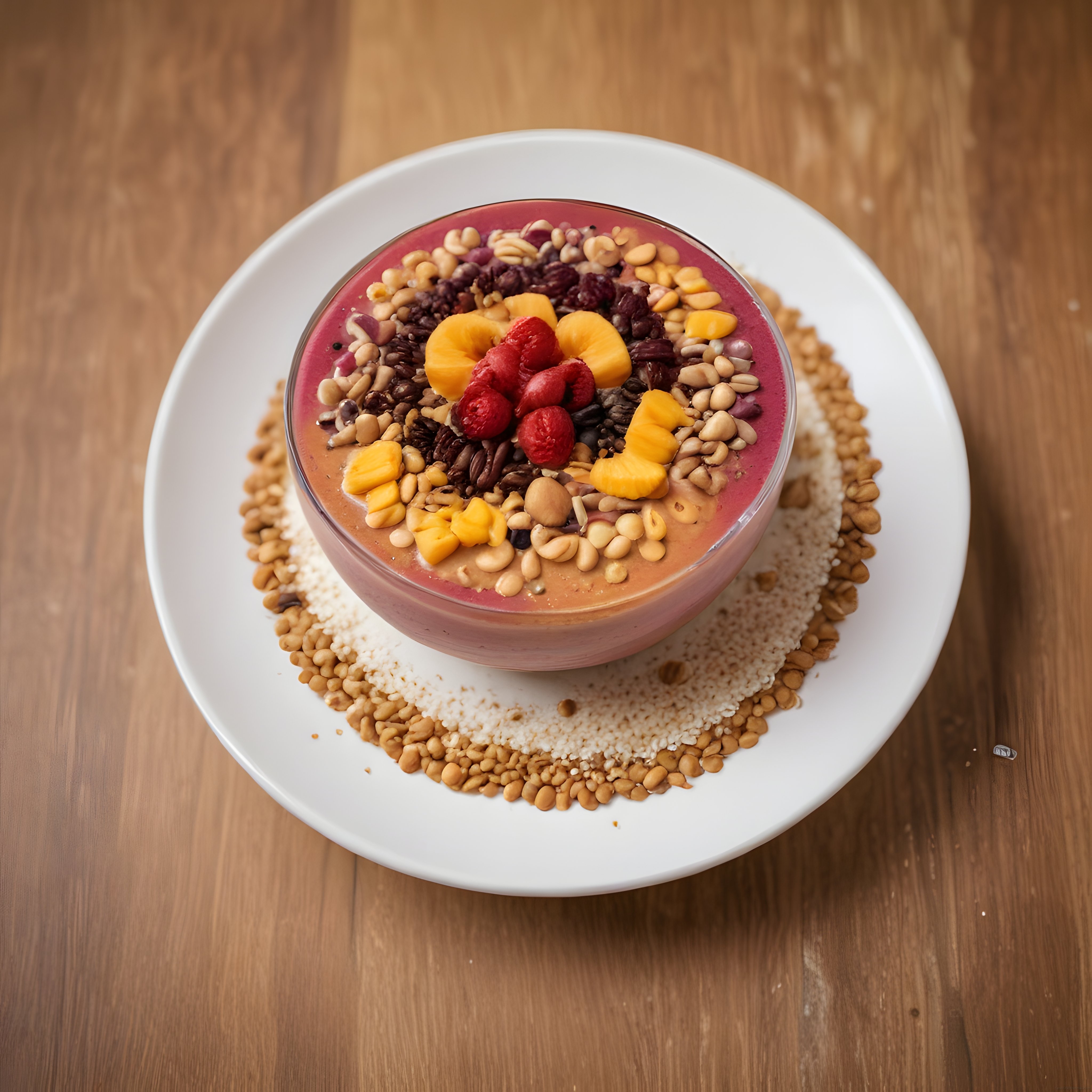 Ahududu ve Mango Tohumlu Renkli Kahvaltı Smoothie Bowl Kasesi