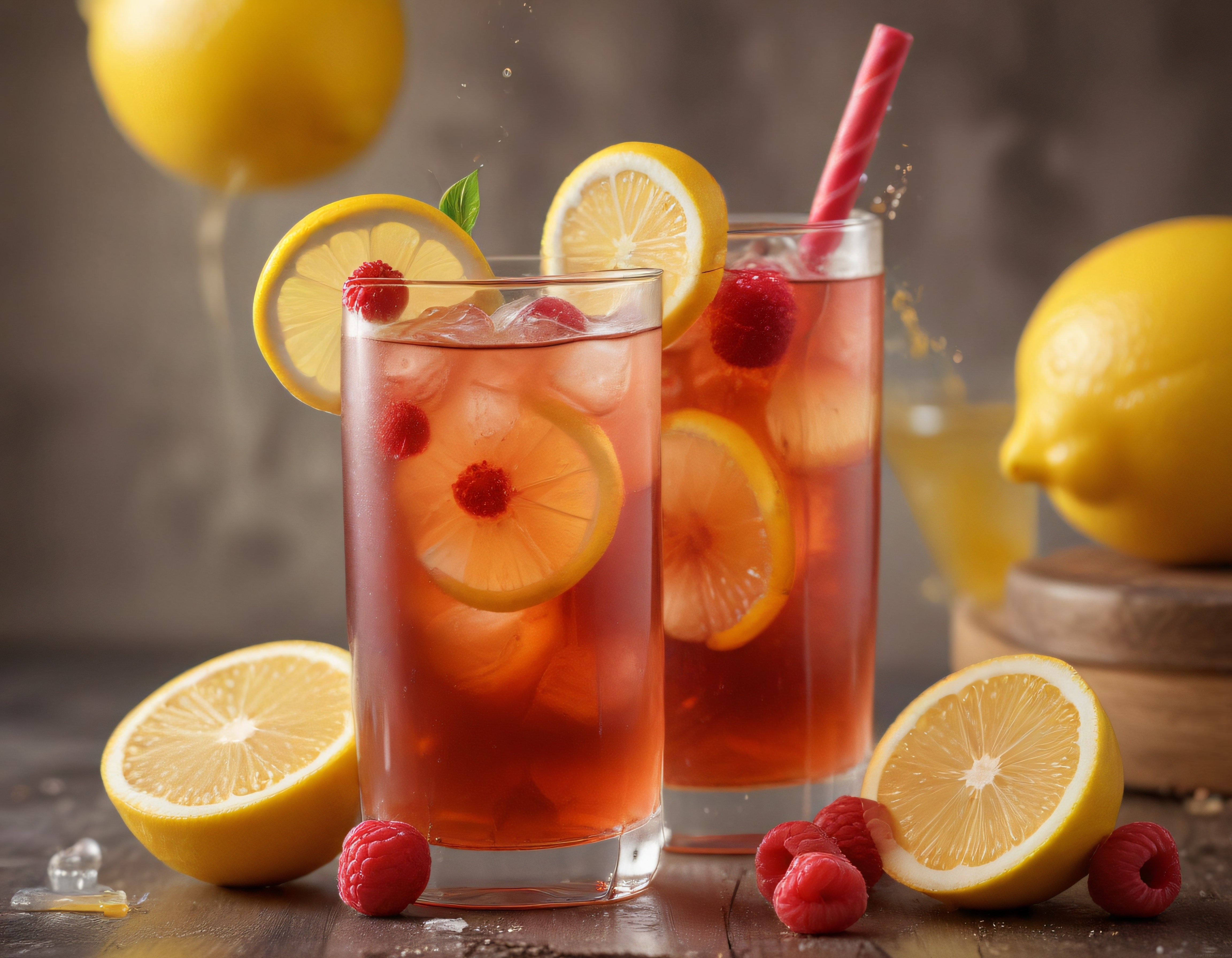 Ahududu ve Taze Limonla Hazırlanan Buzlu Ferahlatıcı Serin Yaz İçeceği