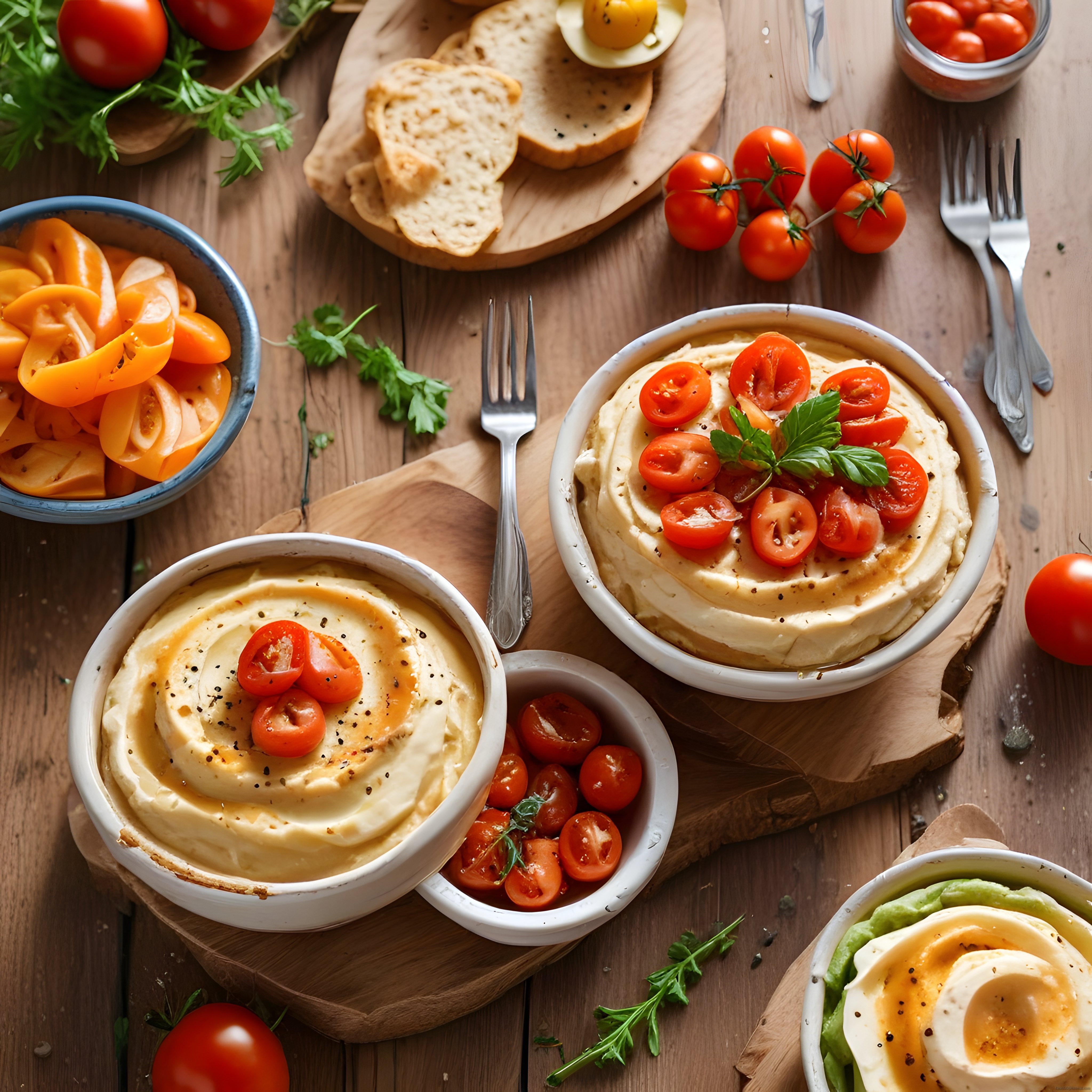 Akdeniz Stili Kahvaltı: Humus, Taze Domates ve Haşlanmış Yumurta