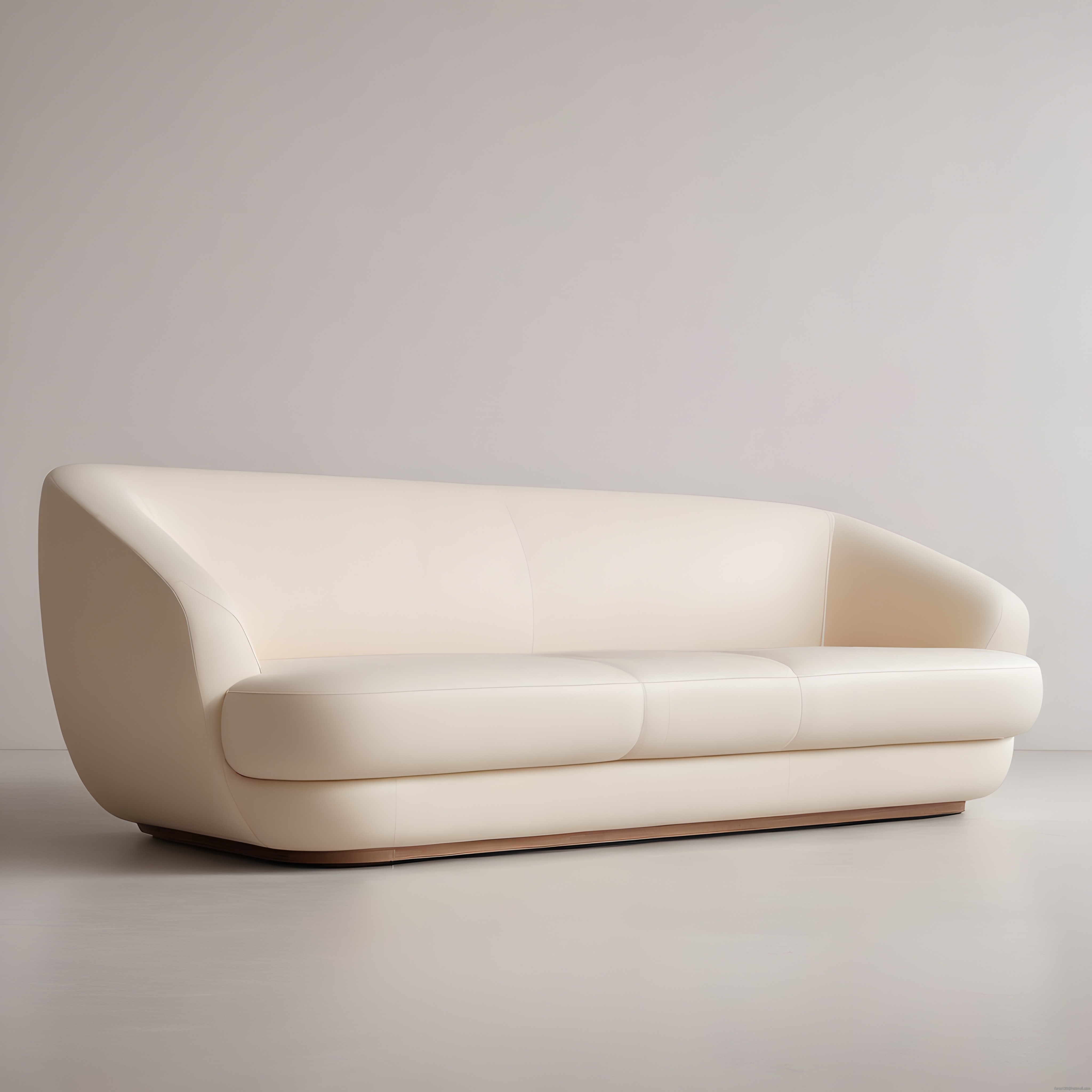 Akıcı Hatlara Sahip Modern Krem Deri Üçlü Kanepe ile Minimalist Yaşam