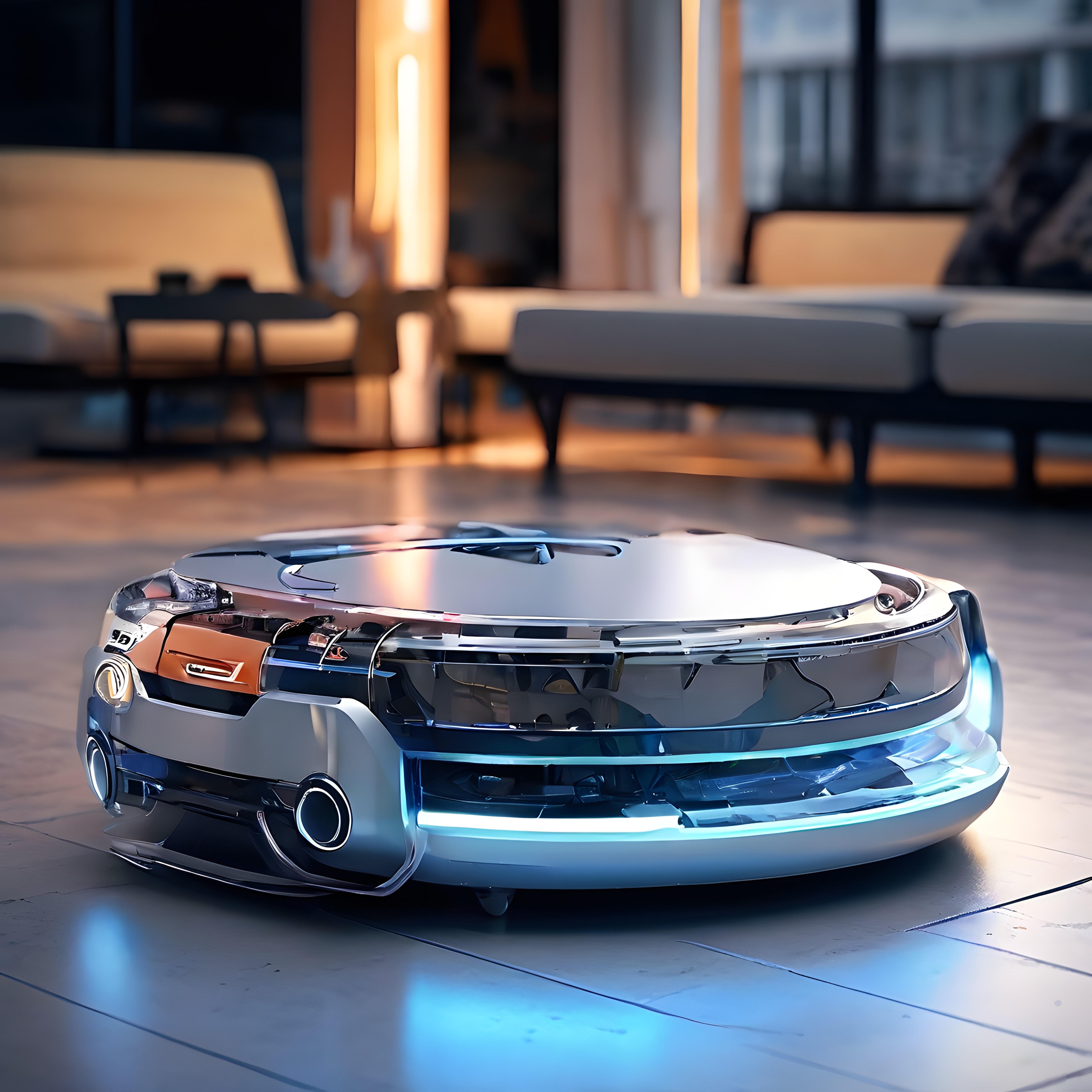 Akıllı evin geleceği: Lüks konsept tasarıma sahip fütüristik robot süpürge Akıllı evin geleceği: Lüks konsept tasarıma sahip fütüristik robot süpürge