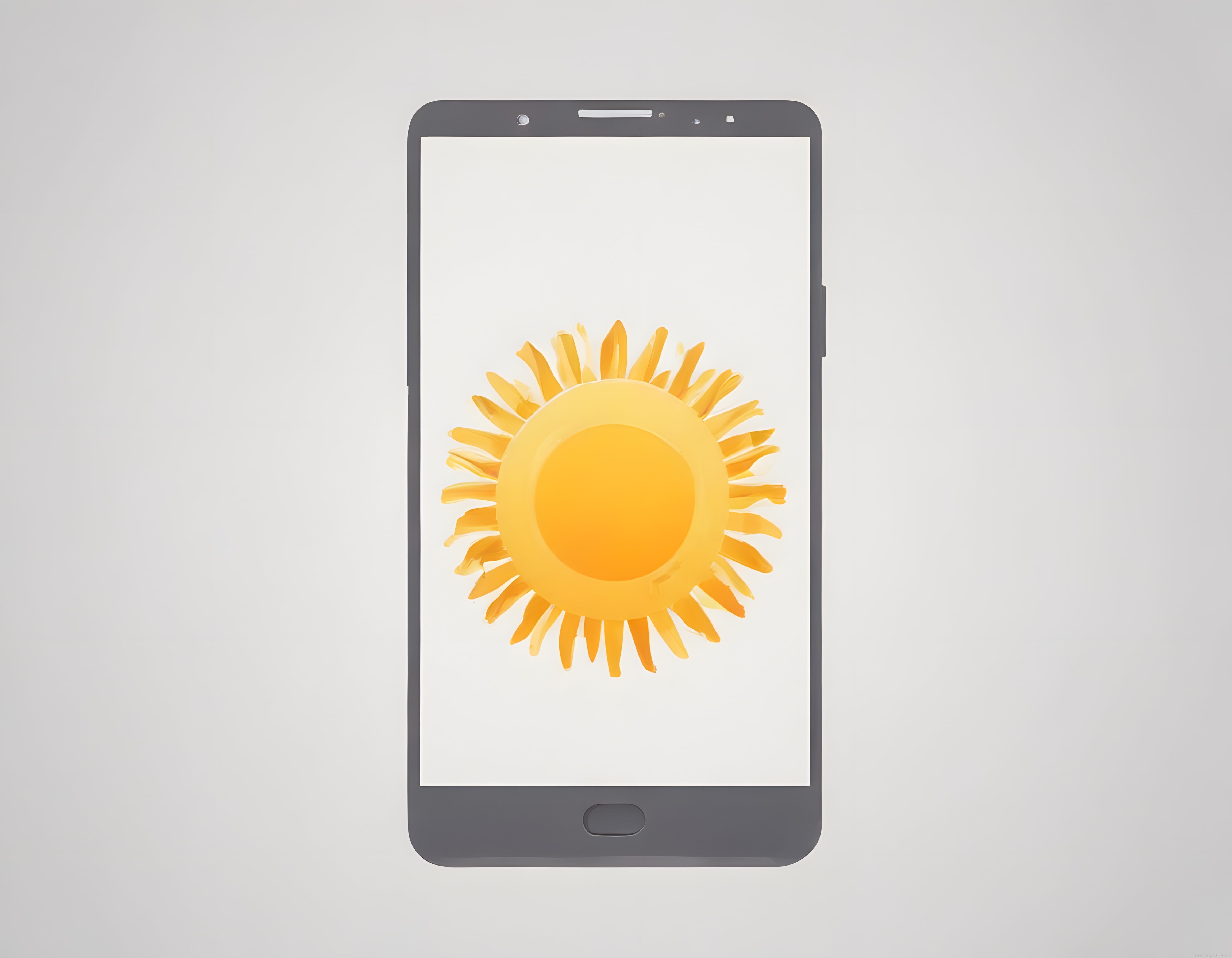 Akıllı Telefon Ekranında 3D Güneş Simgesi ve Hava Durumu Arayüzü