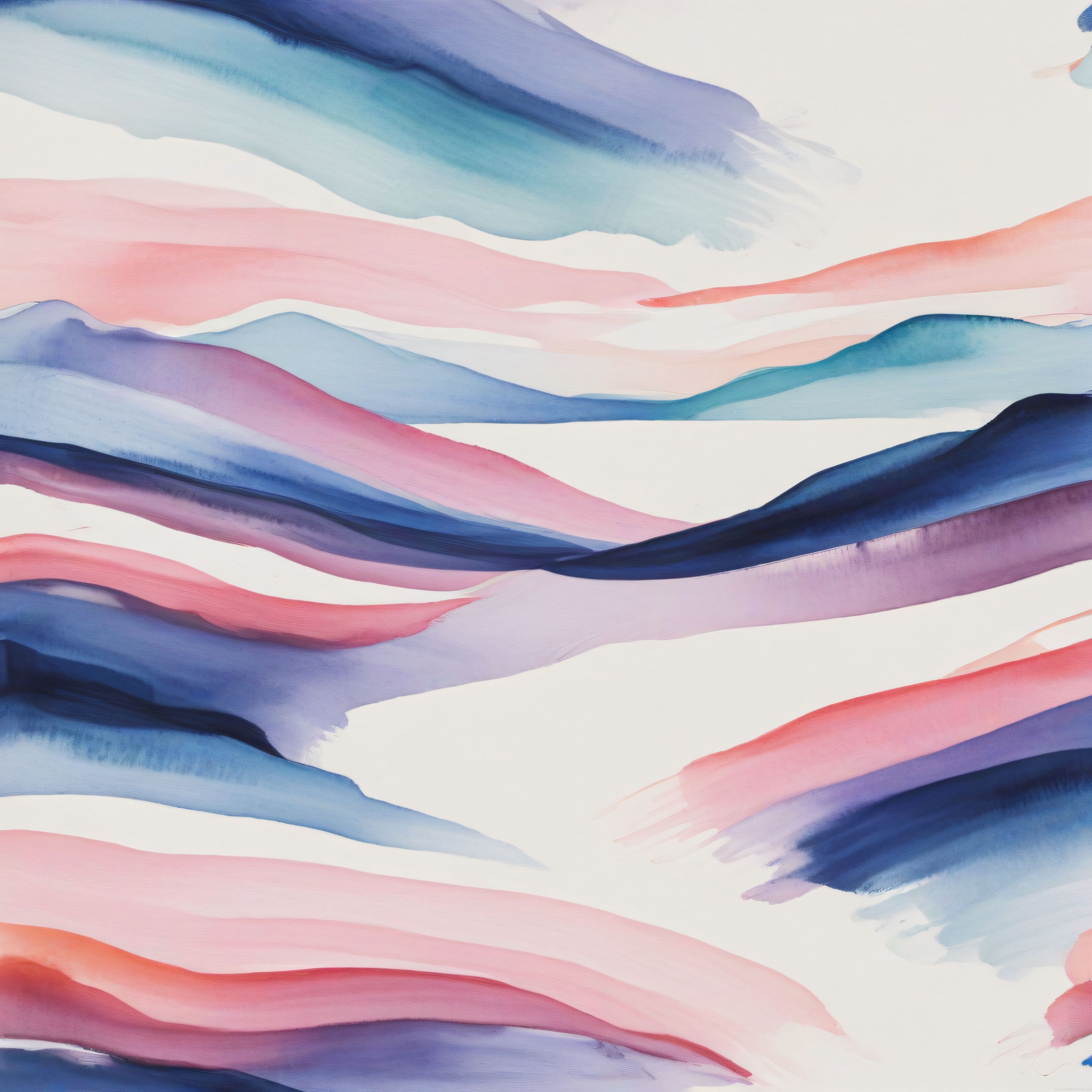 Akışkan Suluboya Şeritleriyle Pastel Tonlarda Huzur Veren Soyut Sanat Eseri